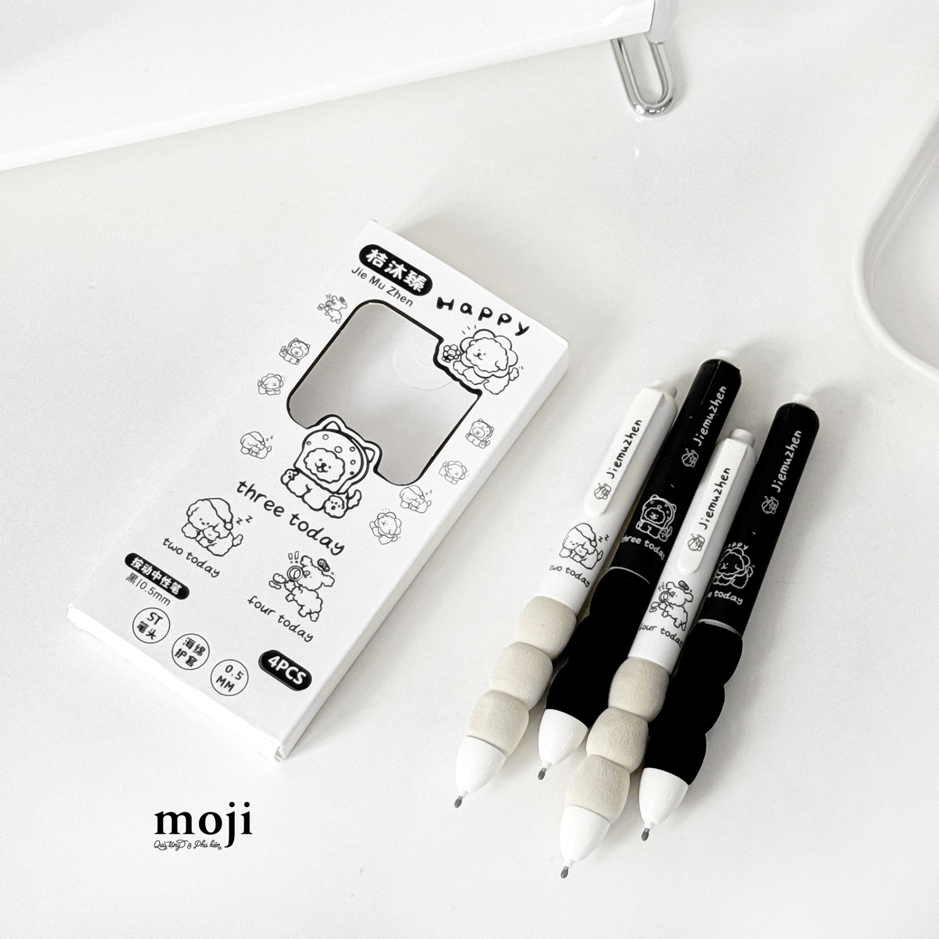 Bút gel set4 mực đen Happy dog today