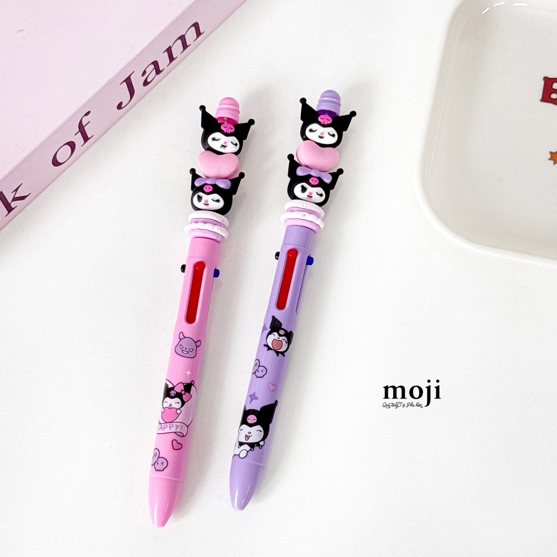 Bút bi bấm nhiều màu Sanrio family Kuromi face donut heart