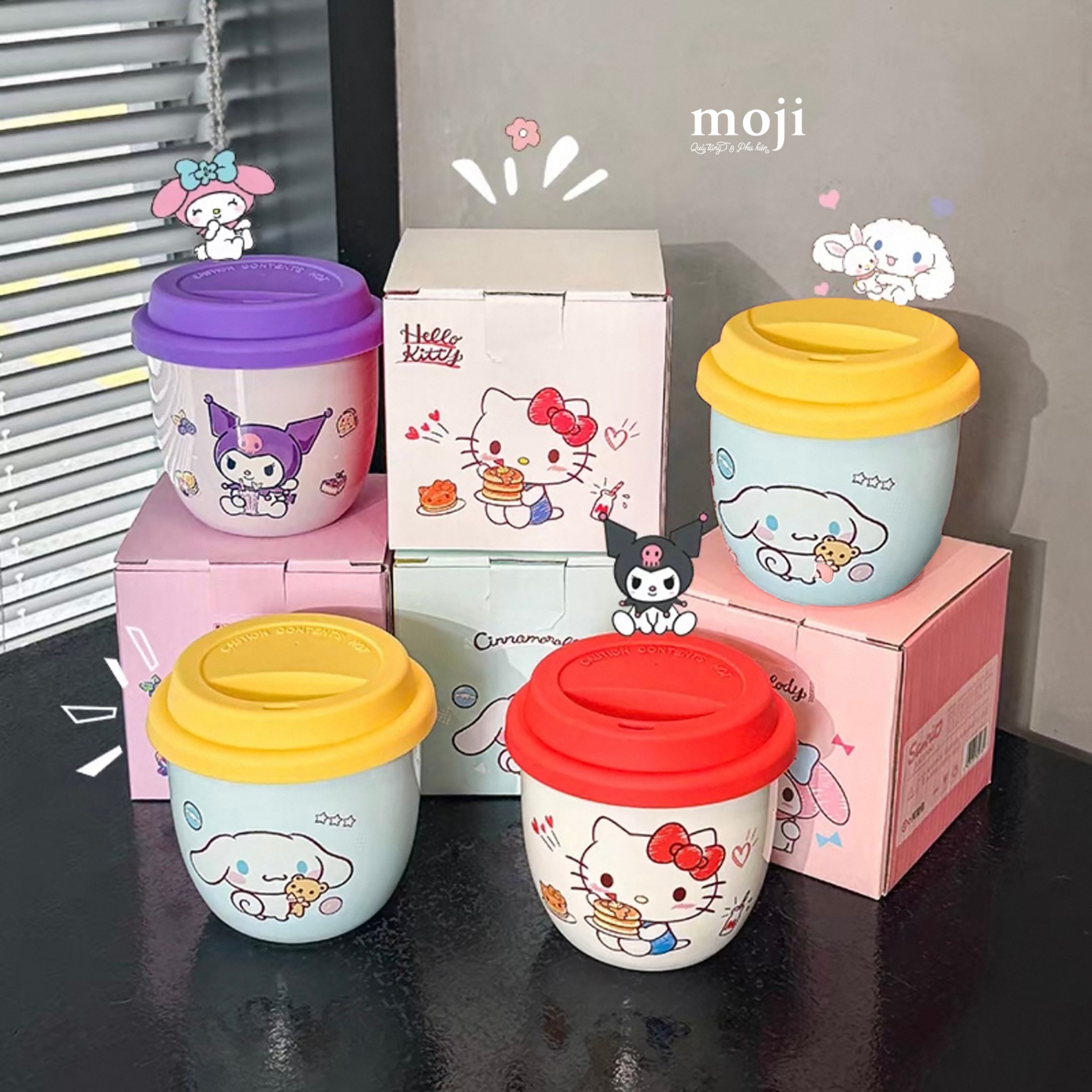 Ly cốc sứ Sanrio family baby bear yummy time 300ml