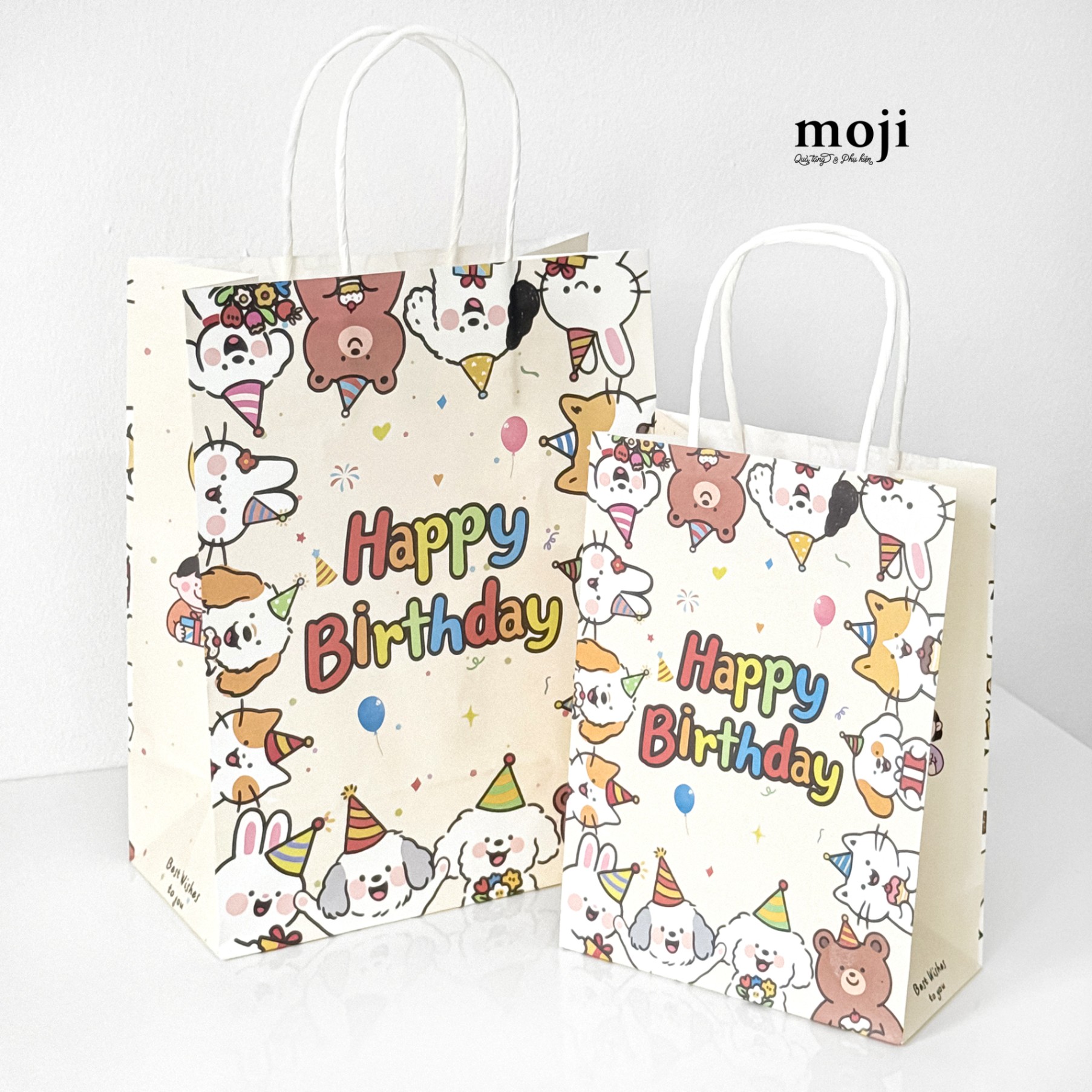 Bao túi quà Happy birthday animal ngó đầu 8x15x21
