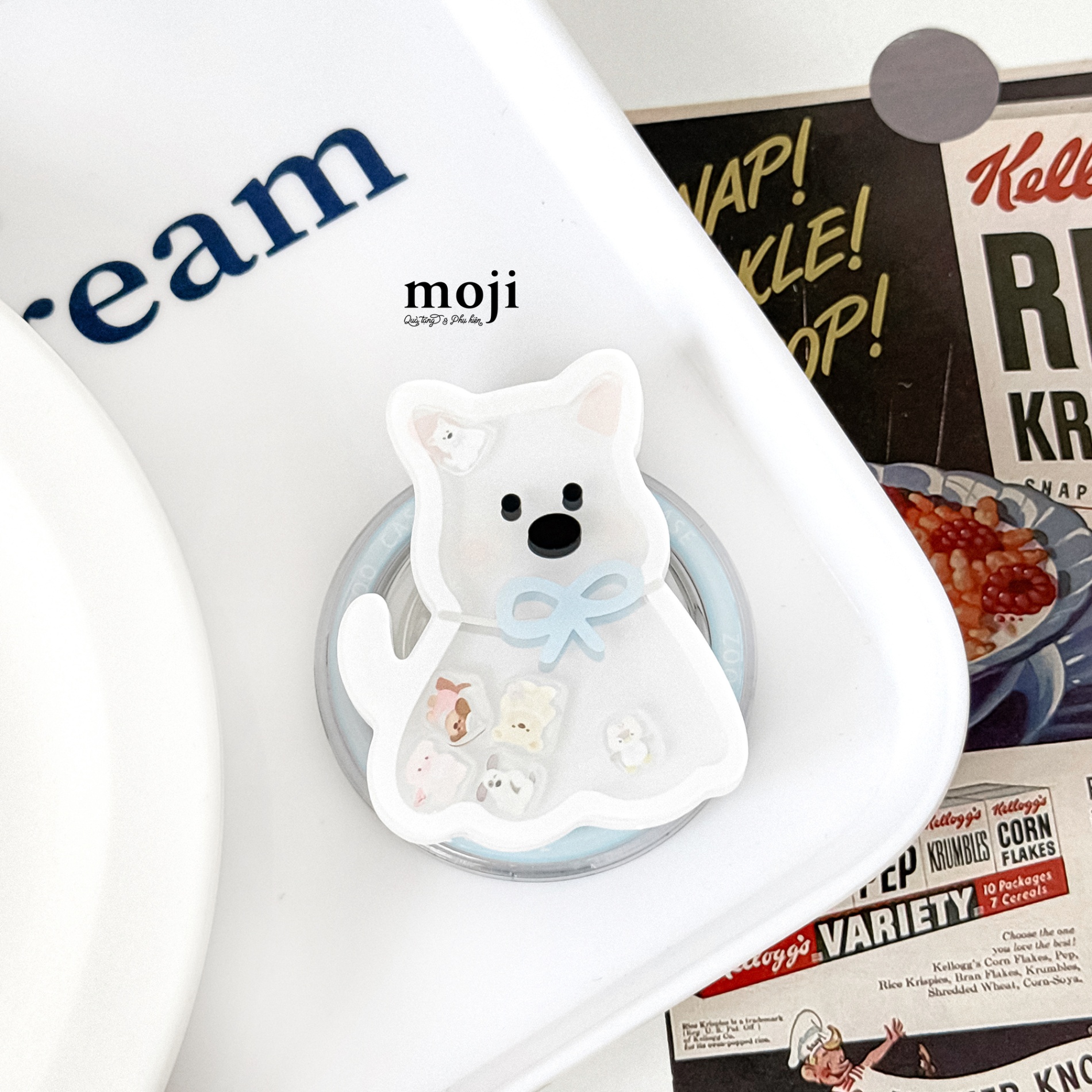 Mojipop cắt hình magsafe Cute dog đeo nơ