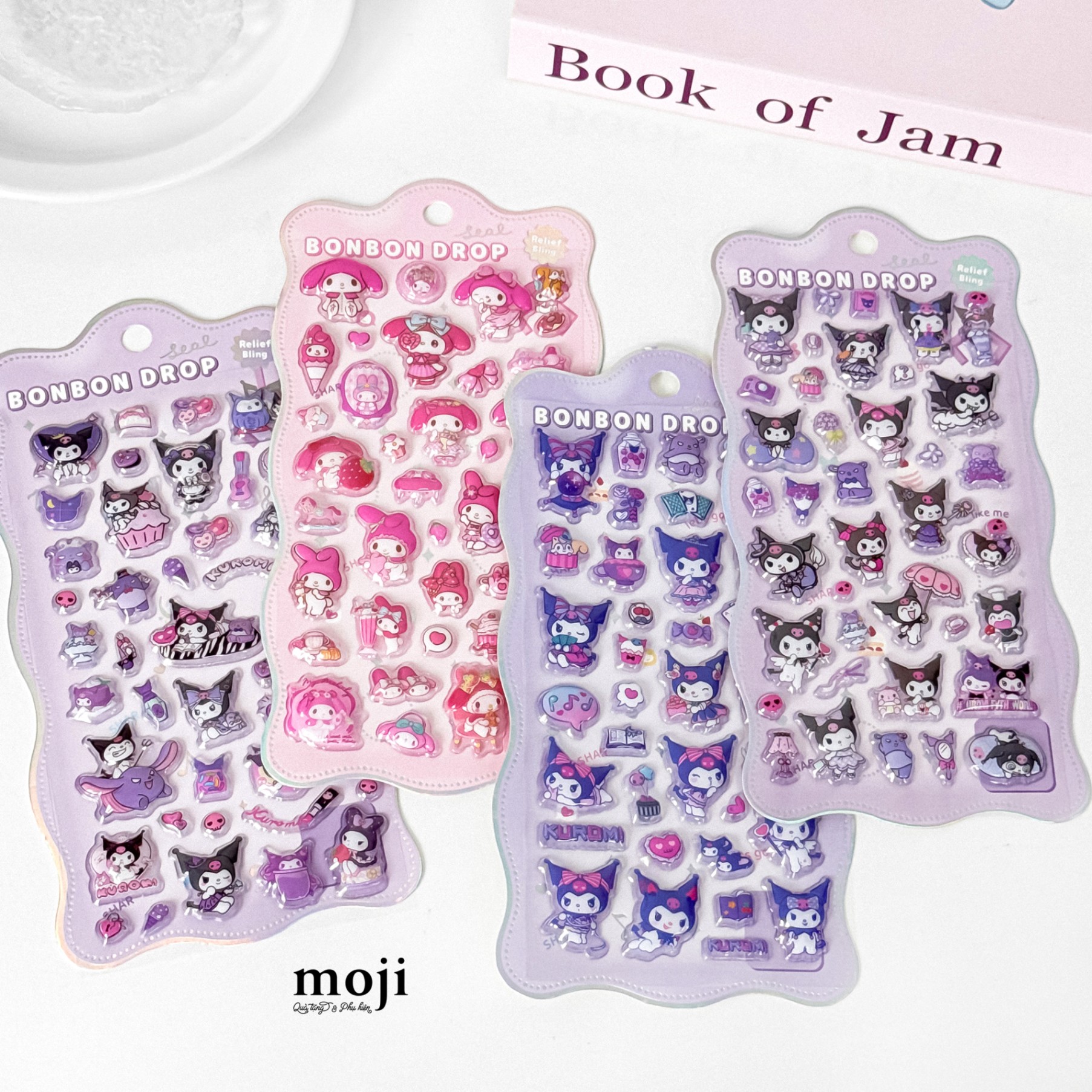 Sticker nổi Sanrio family Kuromi My Melody bonbon drop