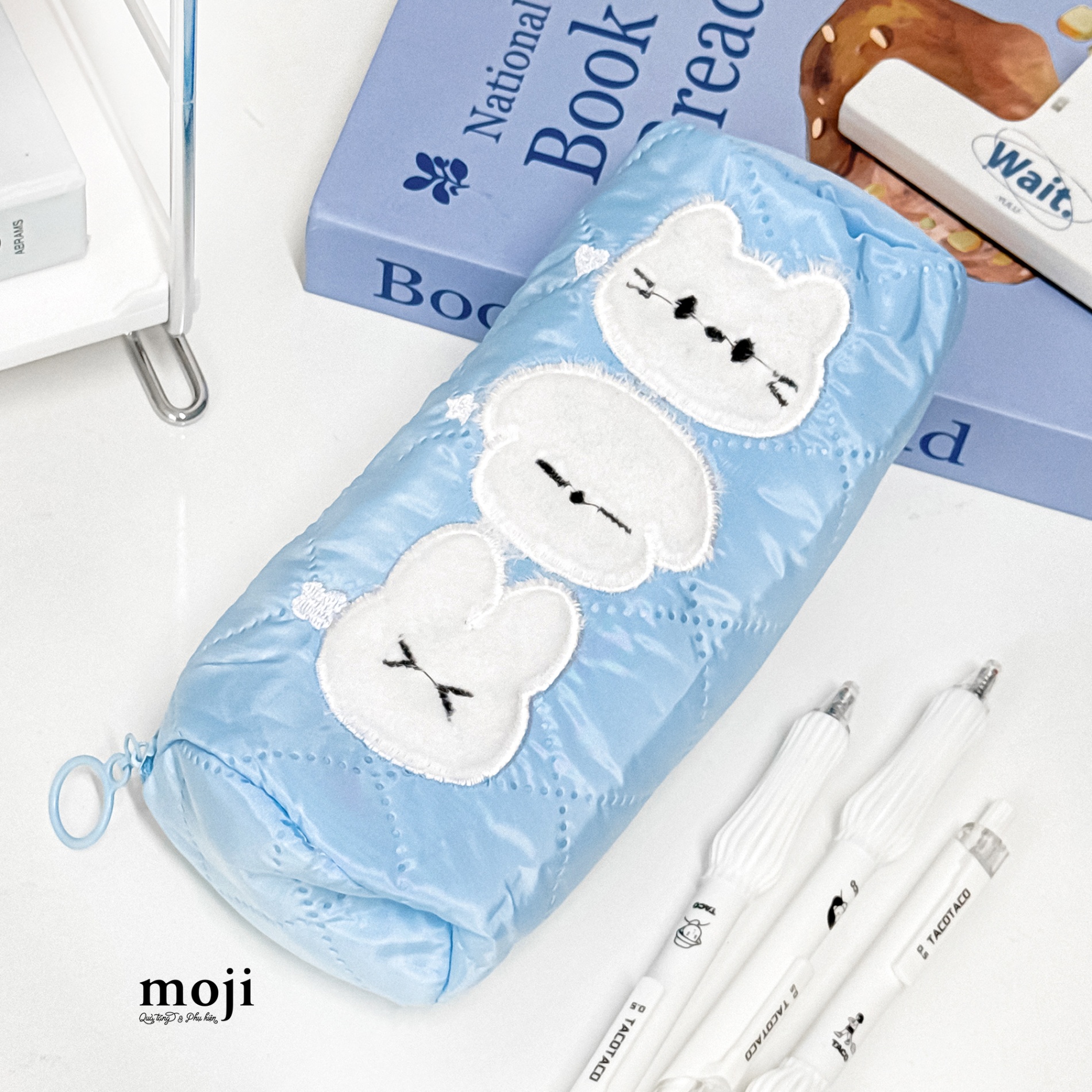 Hộp bút lớn Cute animal face nền màu hình thoi 12x20
