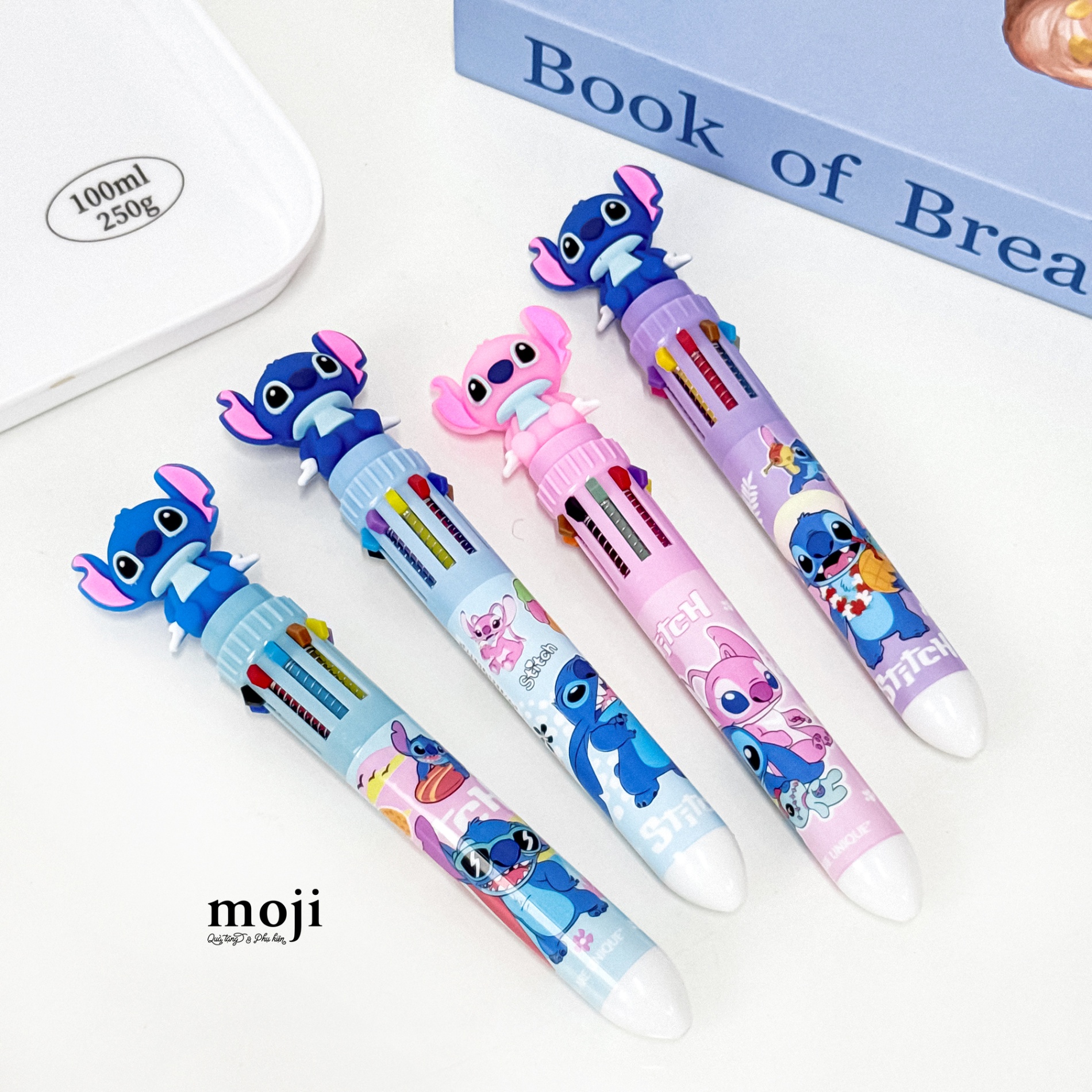 Bút bi bấm nhiều màu Stitch Angel happy time màu sắc