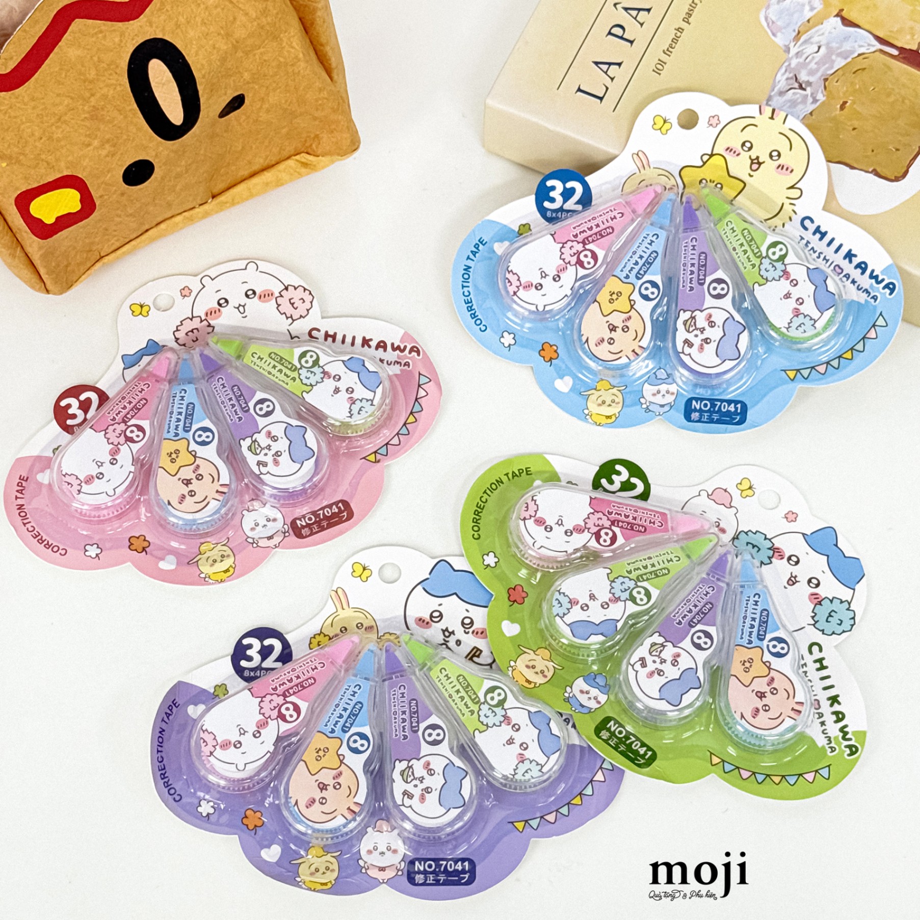 Bút xóa khô Chiikawa má hồng cổ vũ yummy time set4