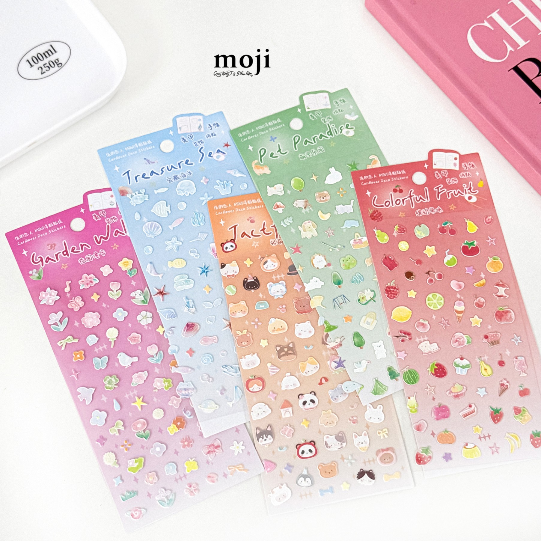 Sticker nổi Cute animal fruit garden paradise