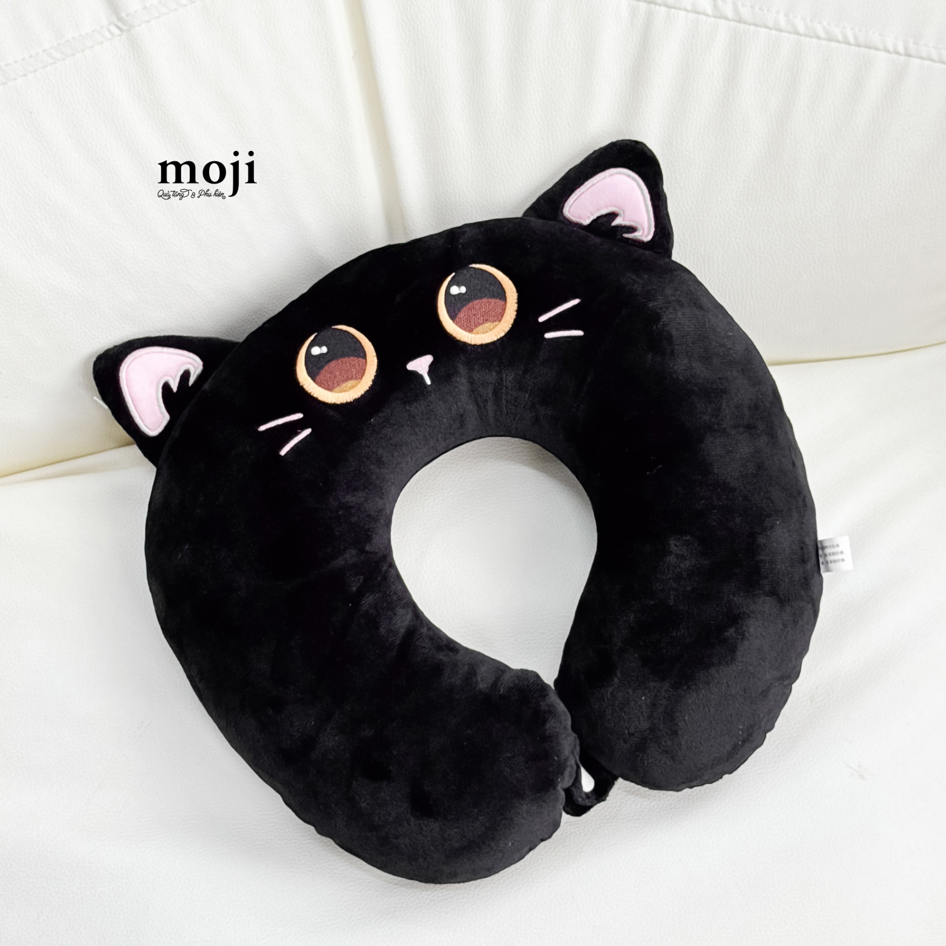 Gấu bông chữ U ruột cao su Black cat face mắt phân tầng có tai