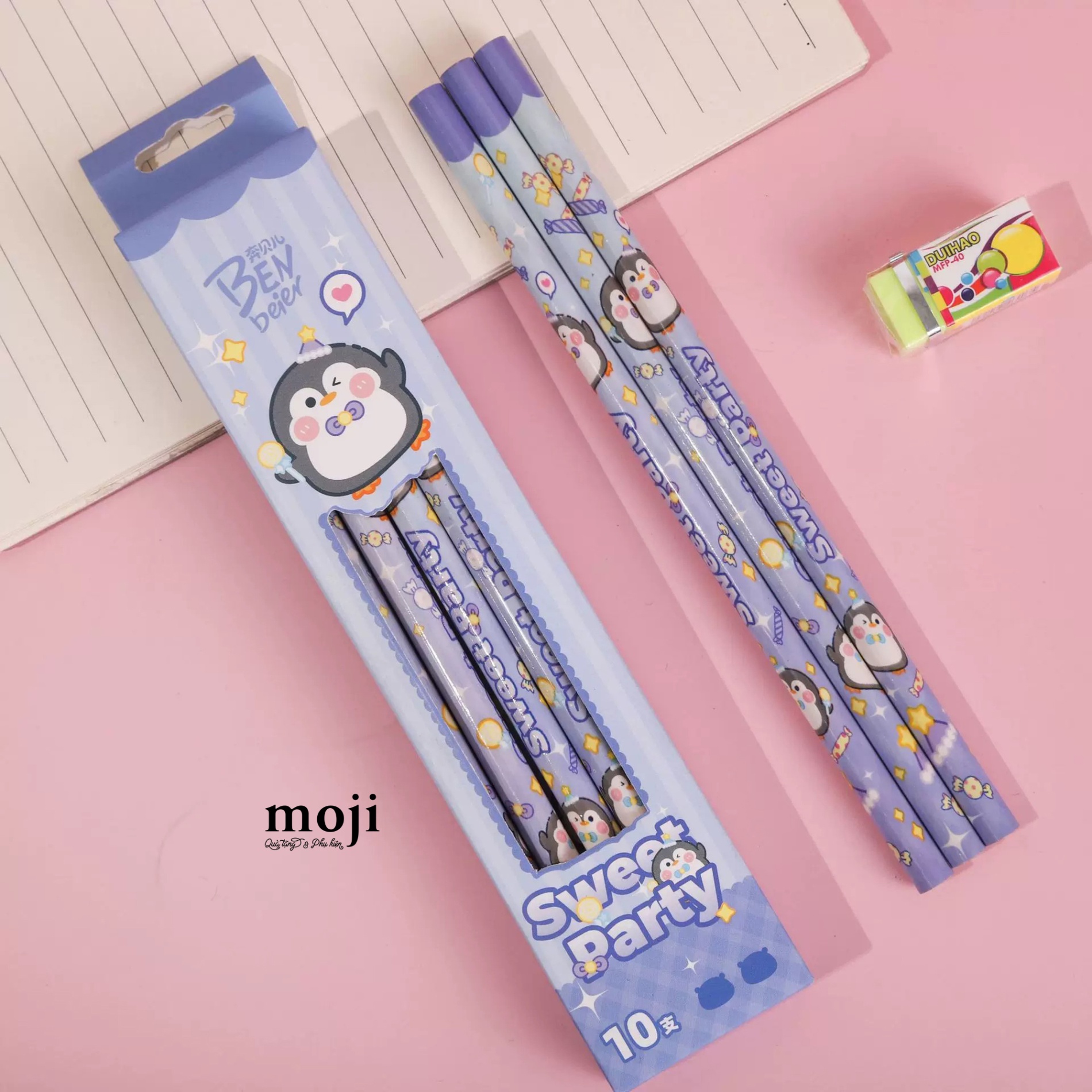 Bút chì set10 Penguin chim cánh cụt sweet party