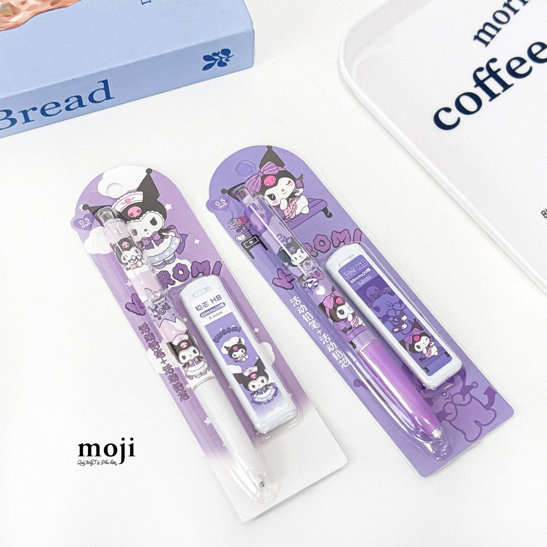 Bút chì kim Sanrio family Kuromi váy xòe đọc sách kèm hộp kim