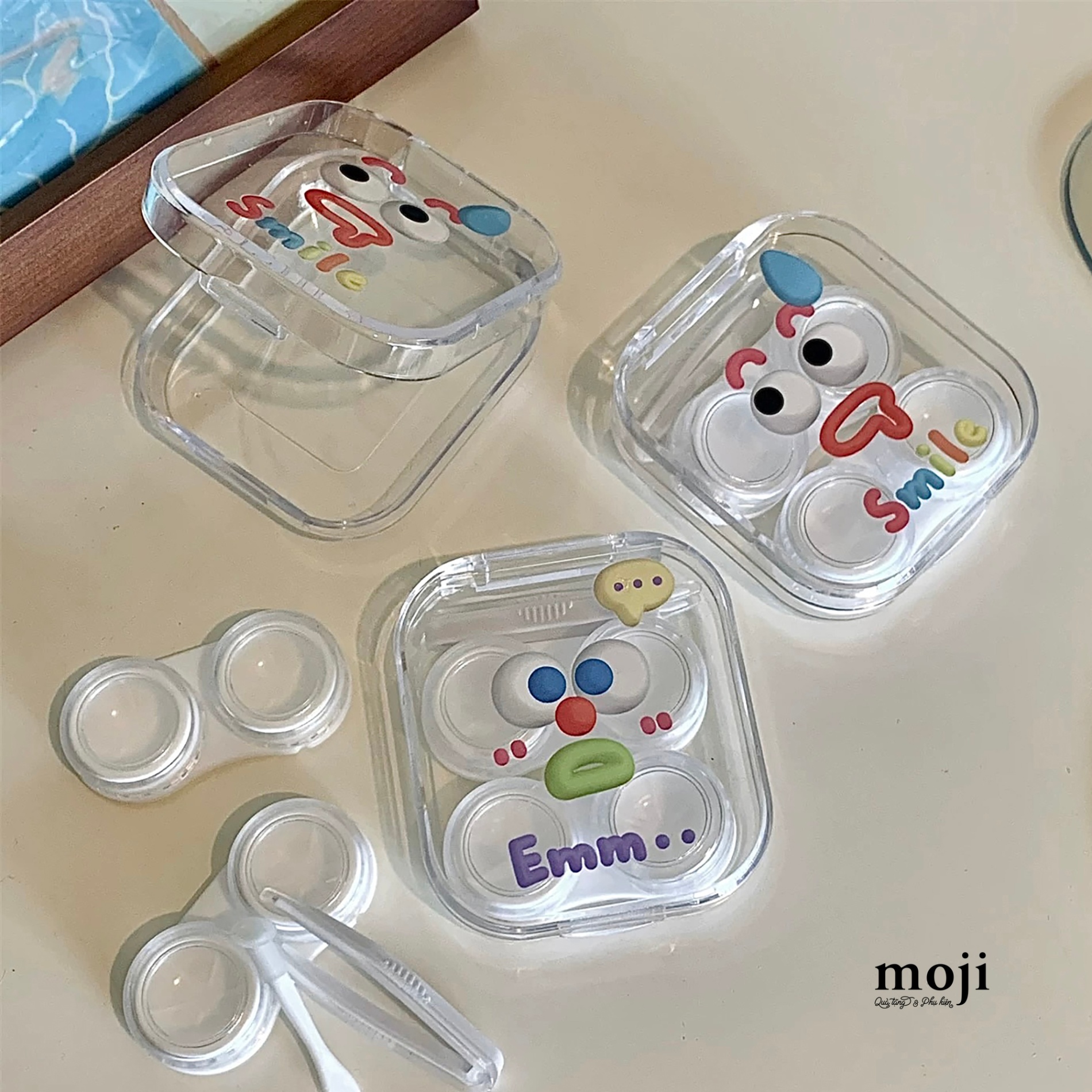 Hộp đựng lens Funny vibes face môi dày biểu cảm set2
