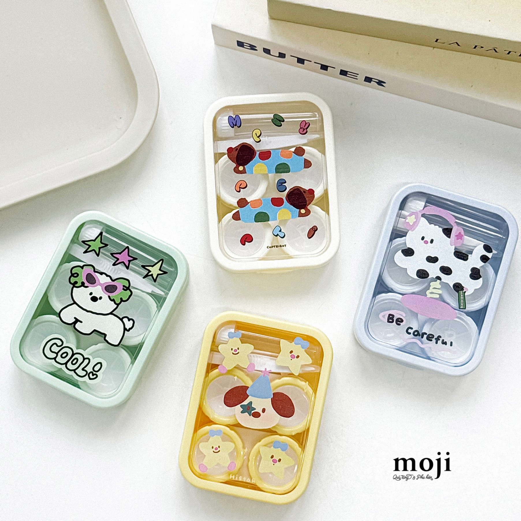 Hộp đựng lens Cute dog nhiều họa tiết set2