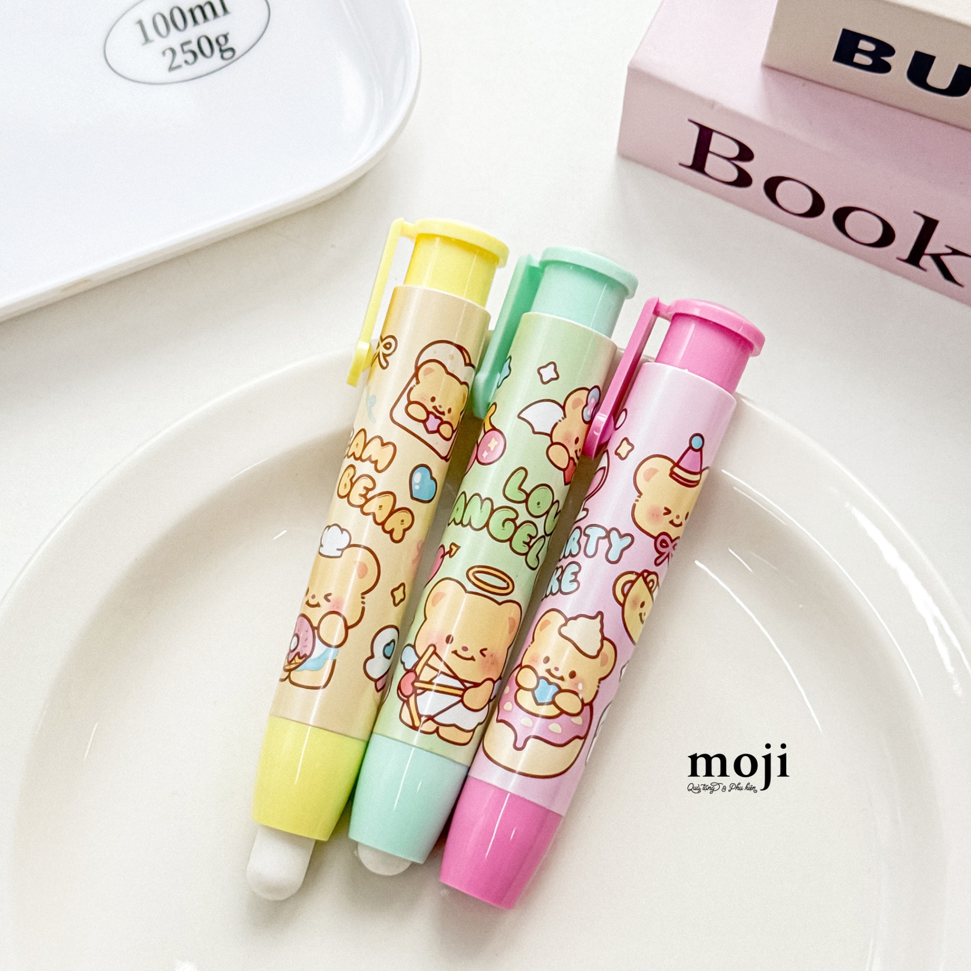 Cục tẩy gôm Cream bear diary kèm phụ kiện