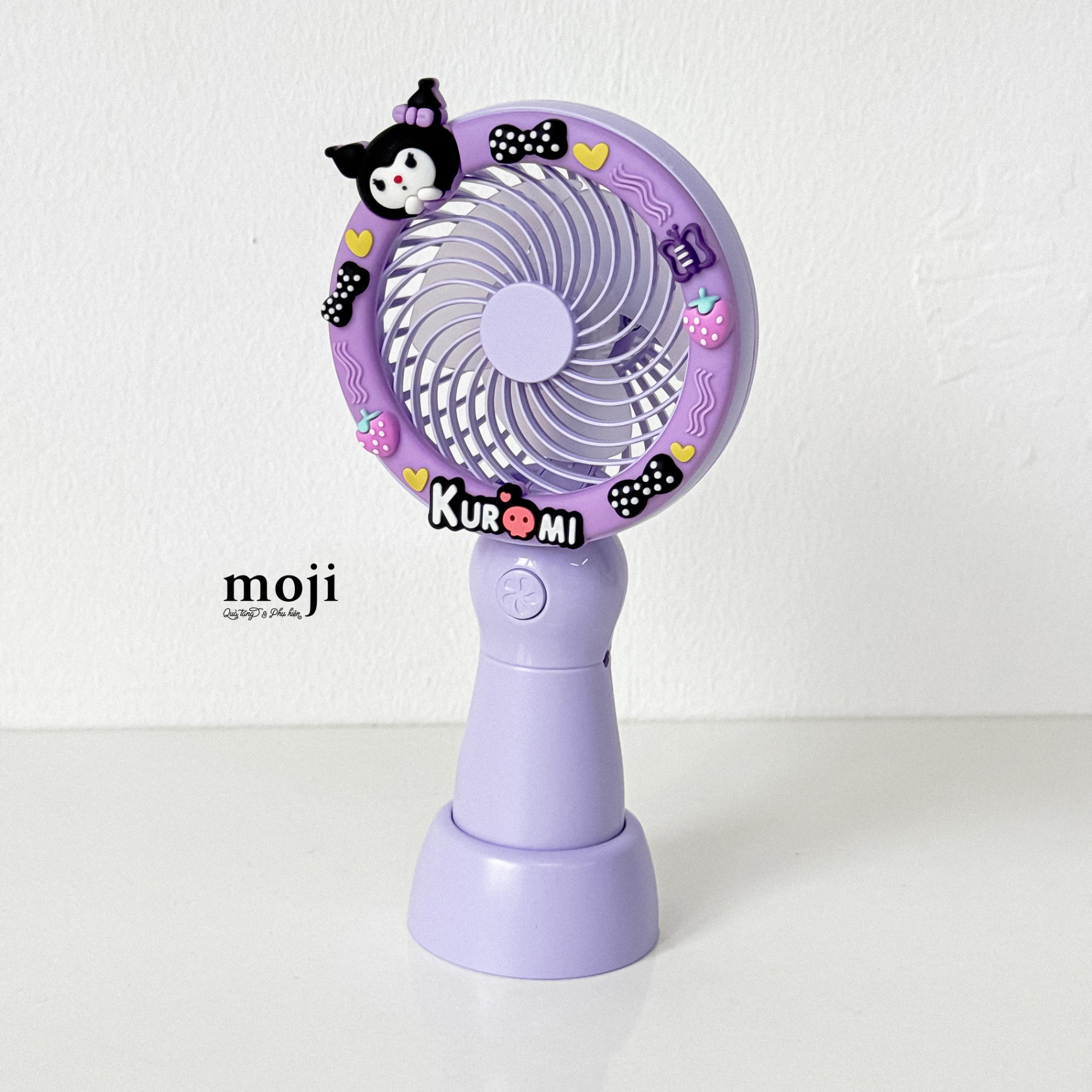 Quạt USB cầm tay sạc tích điện Sanrio family Kuromi face heart fruit nơ nhỏ