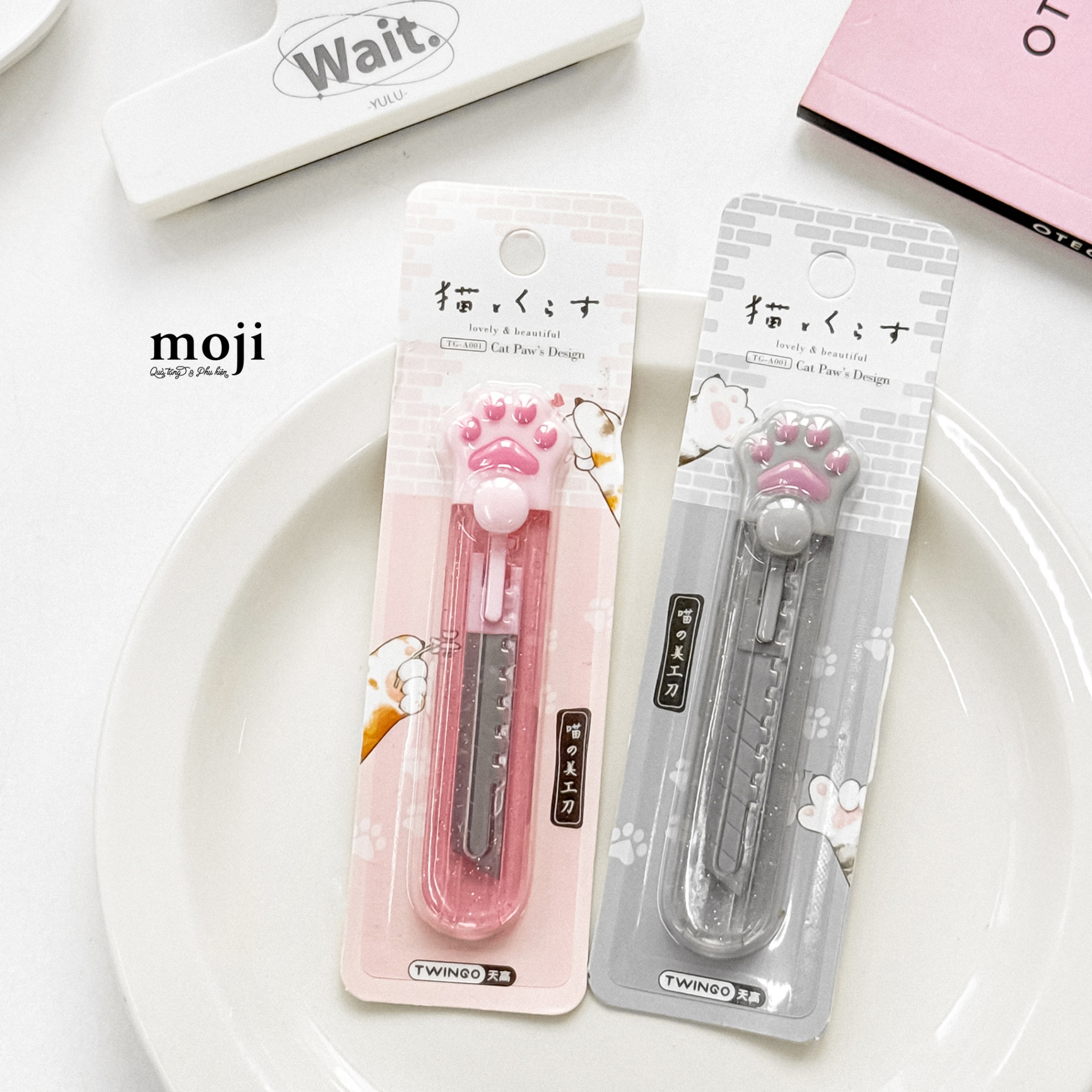 Dụng cụ rọc giấy mini Cat paw chân mèo trong suốt lấp lánh