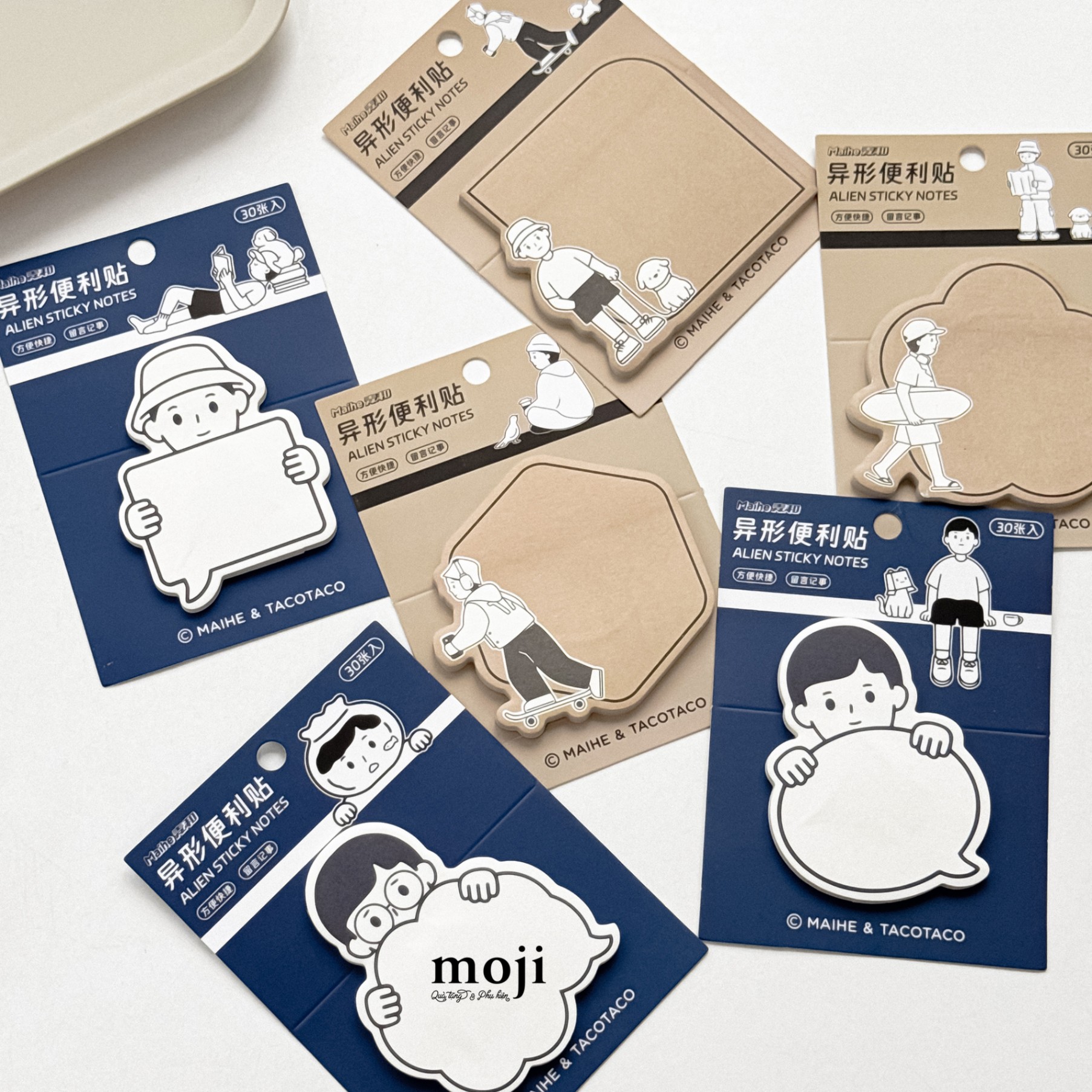 Giấy note MJ TACOTACO little boy girl animal hình học 7x7
