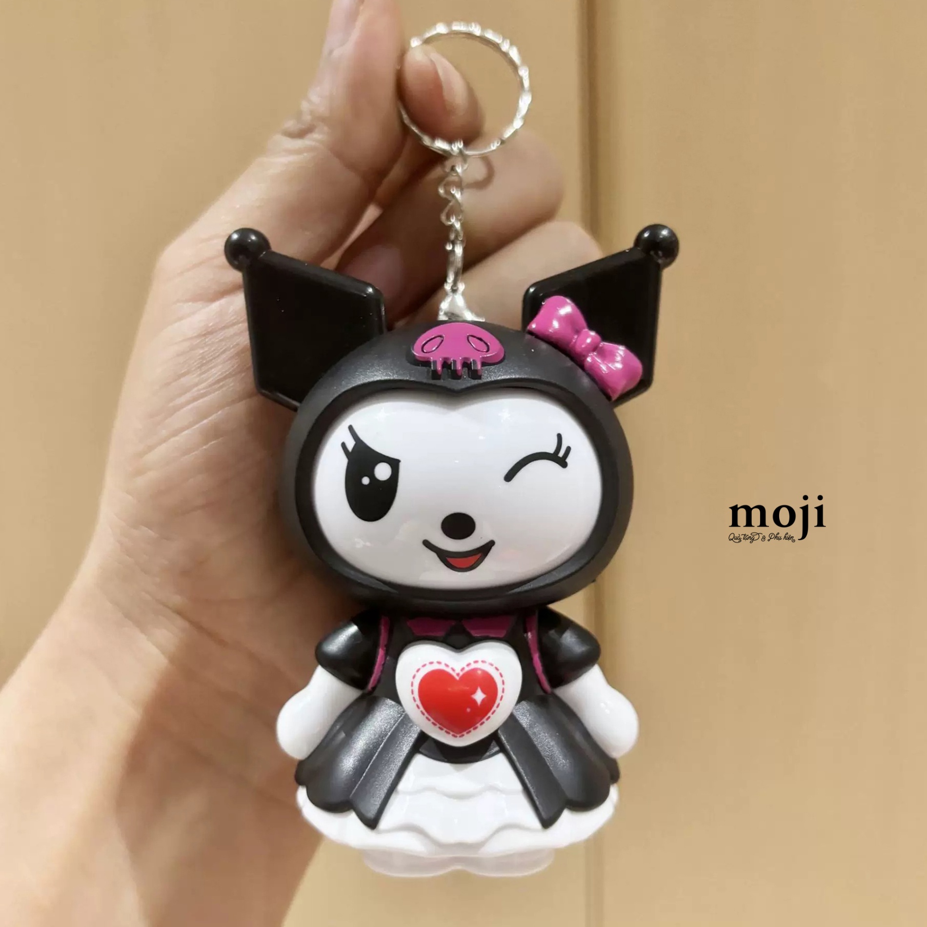 Móc khóa đồ chơi Sanrio family Kuromi heart đổi mặt biểu cảm