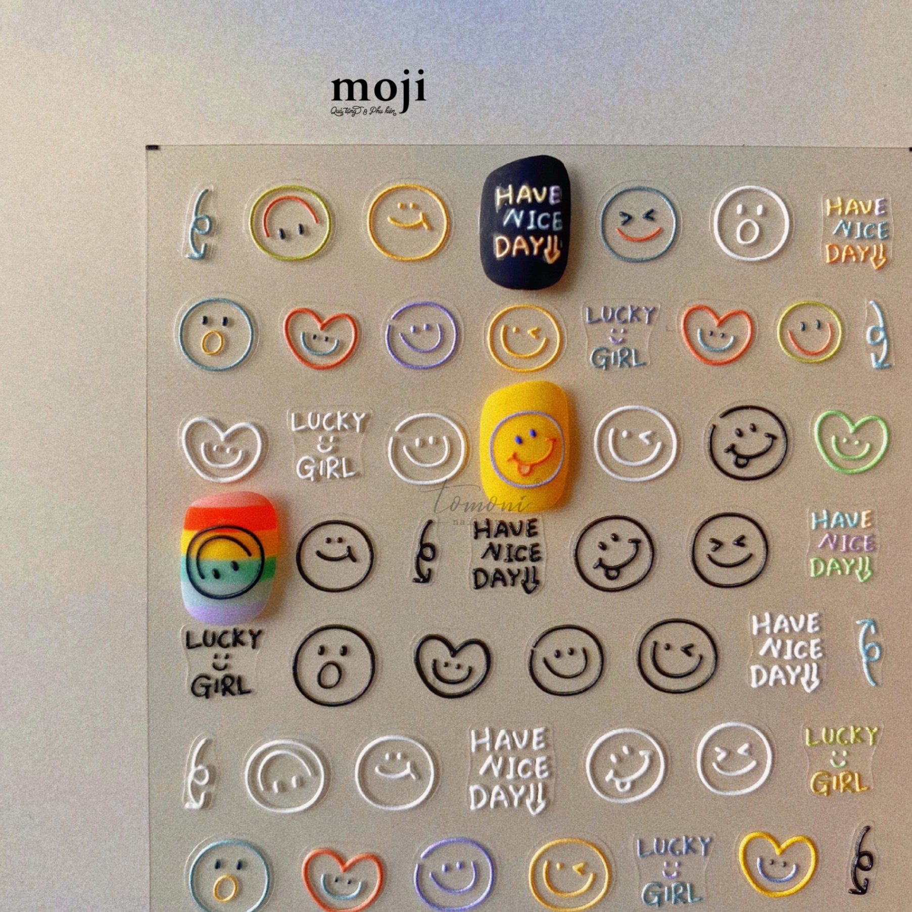 Dán móng tay nail Tomoni smiley have nice day 1471