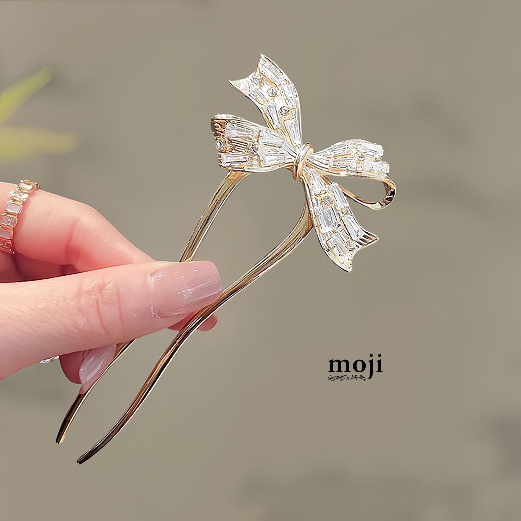 Trâm cài tóc Golden bow nơ đính đá