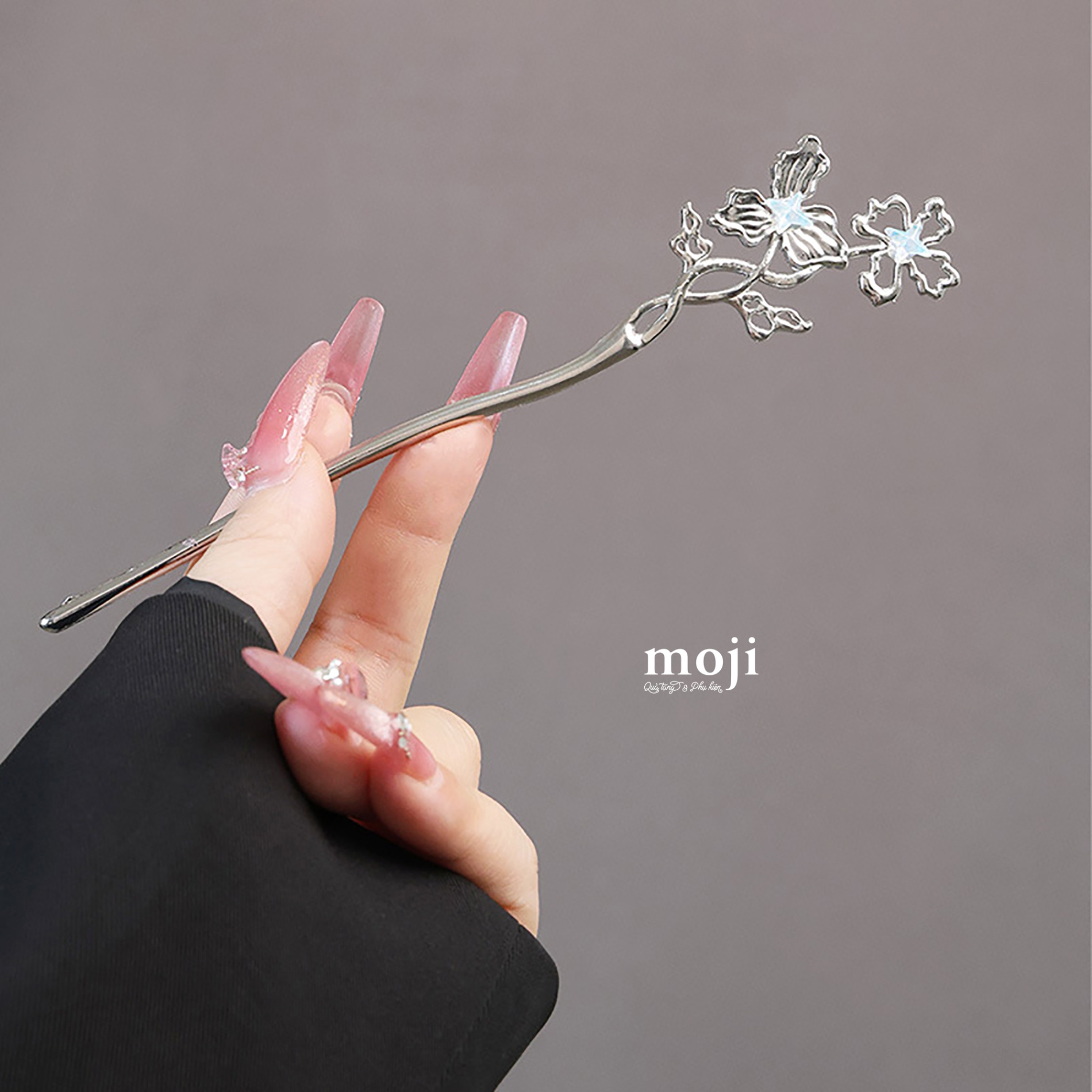 Trâm cài tóc Flower leaf đính đá màu