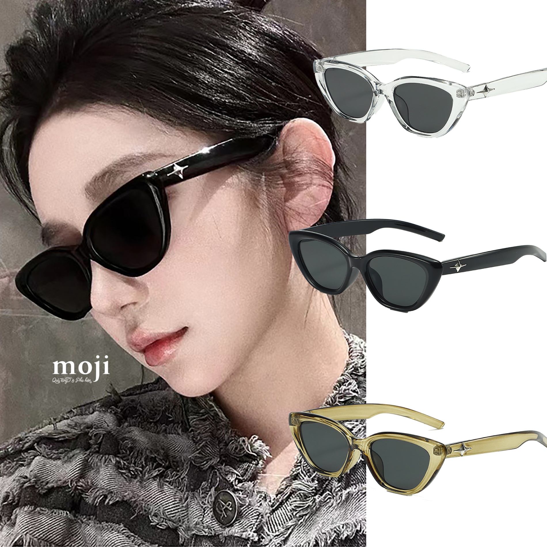 Kính mát gọng nhựa Mắt mèo ngôi sao star
