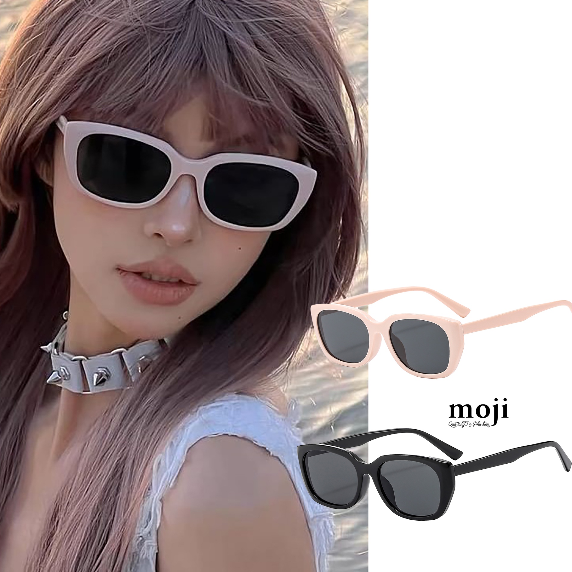 Kính mát gọng nhựa Basic 1 màu viền ngoài dày