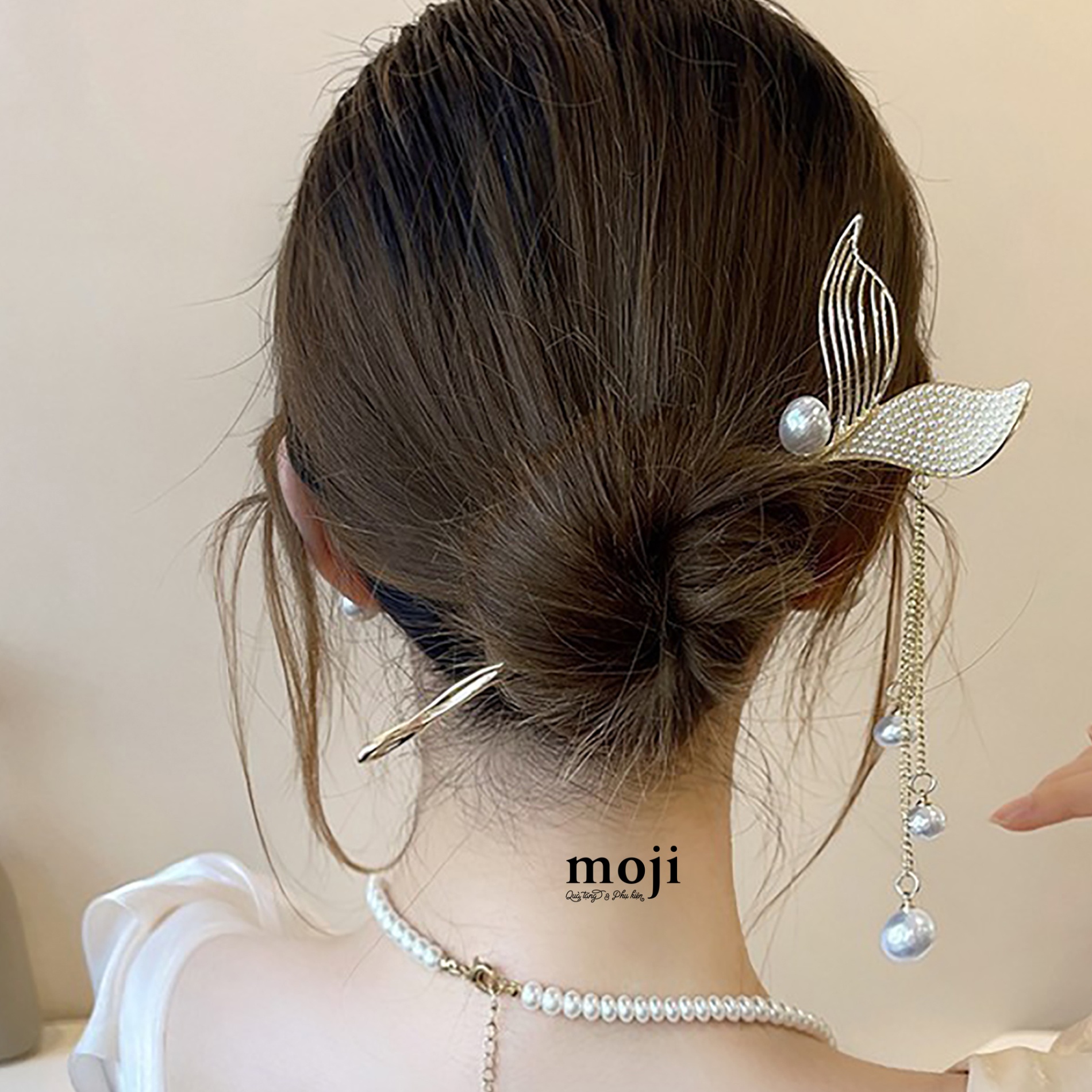 Trâm cài tóc Ocean mermaid đính đá thả ngọc trai