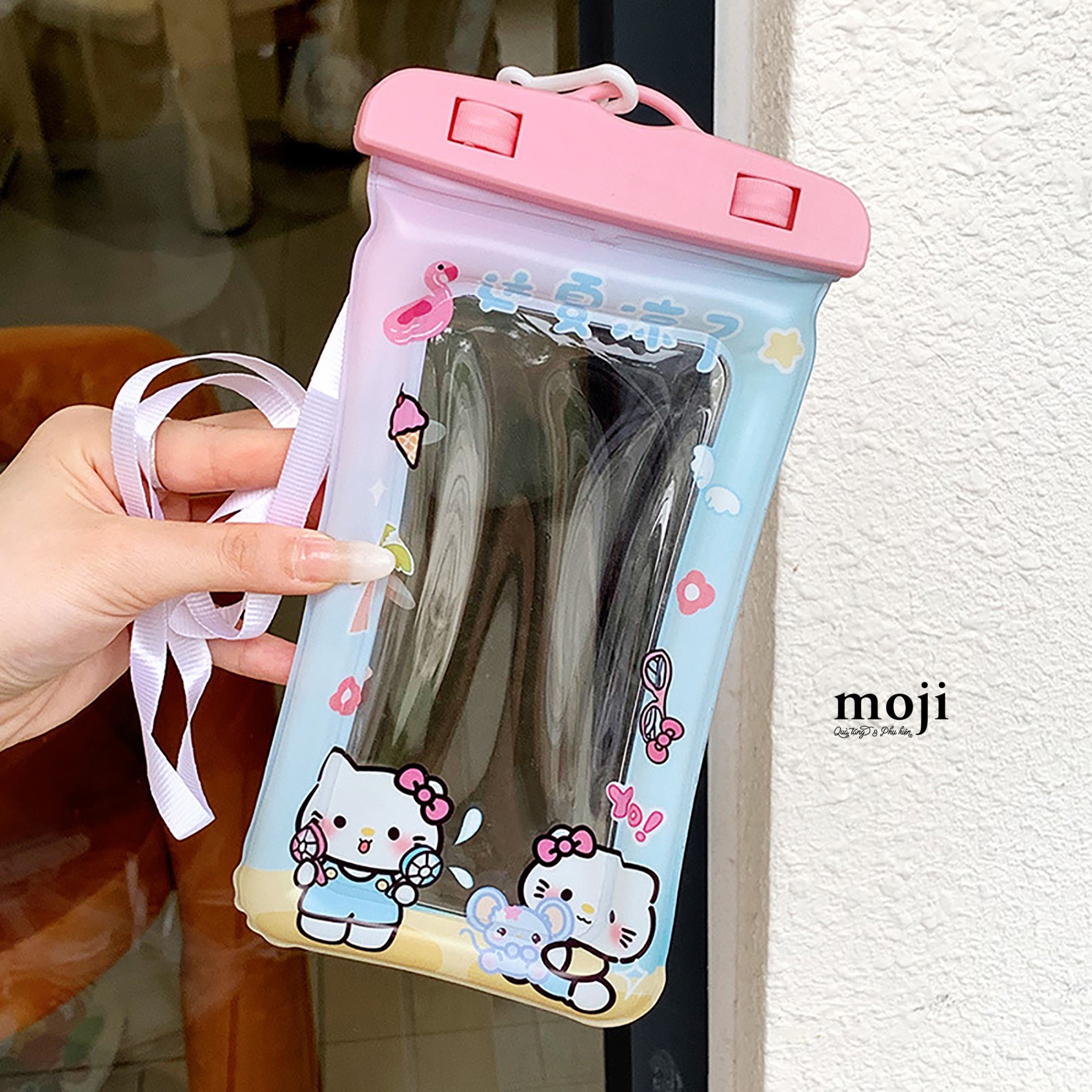 Túi chống nước điện thoại viền phao Sanrio family Hello Kitty summer