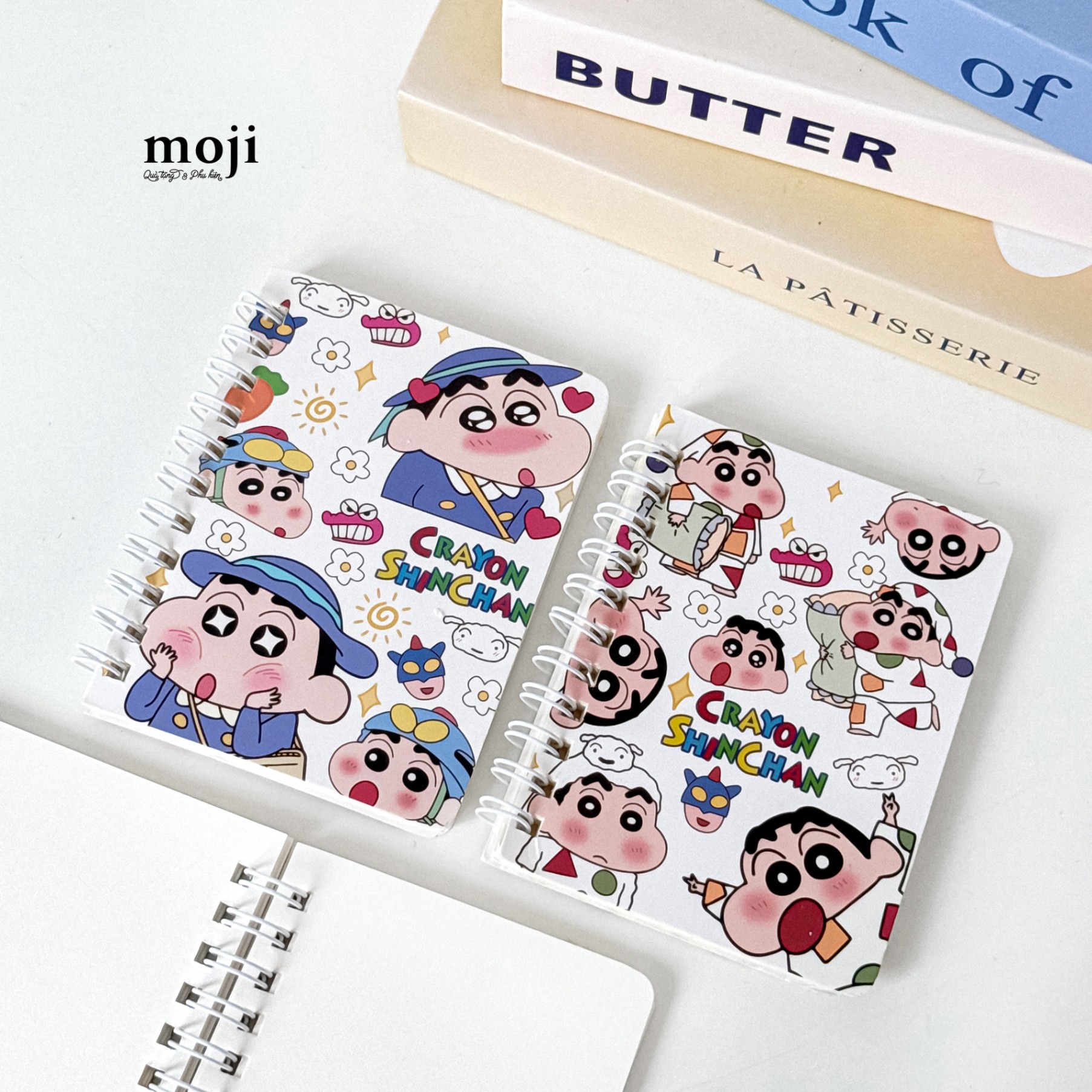 Sổ vở lò xo mini MJ Crayon Shinchan biểu cảm đi học đi ngủ 8x10