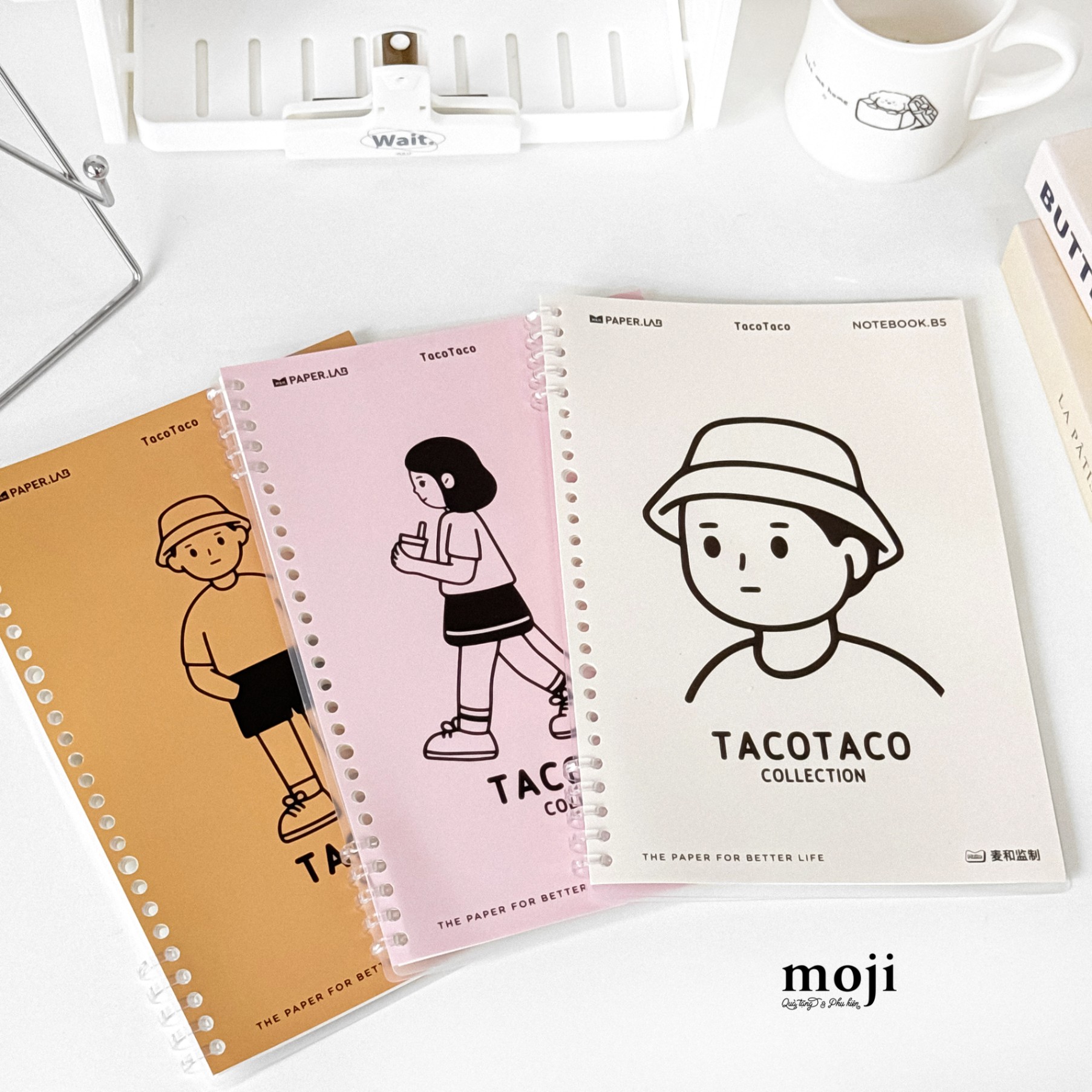 Sổ vở còng binder TACOTACO little boy girl animal better life nền màu 18x25