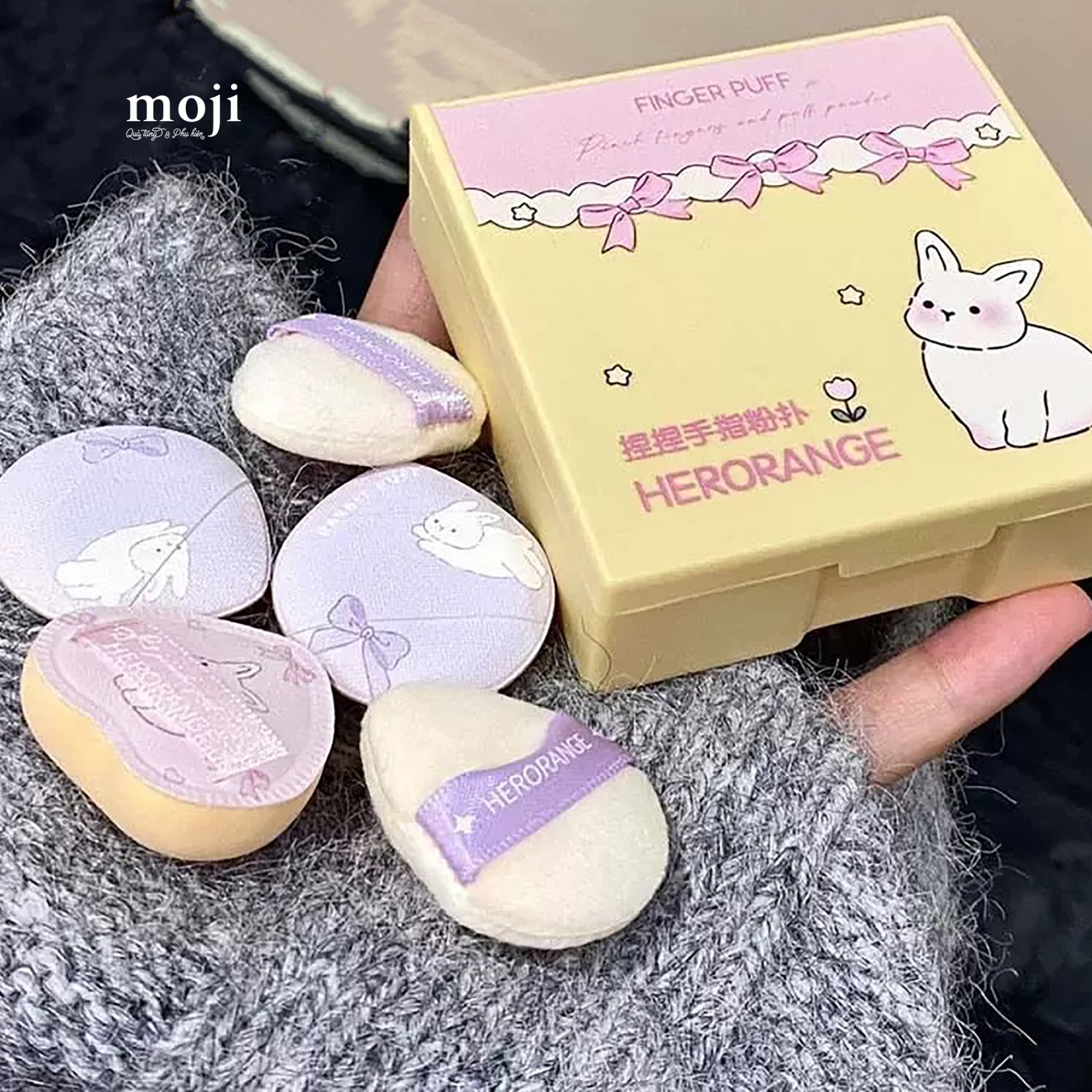 Bông phấn trang điểm Rabbit bow set5