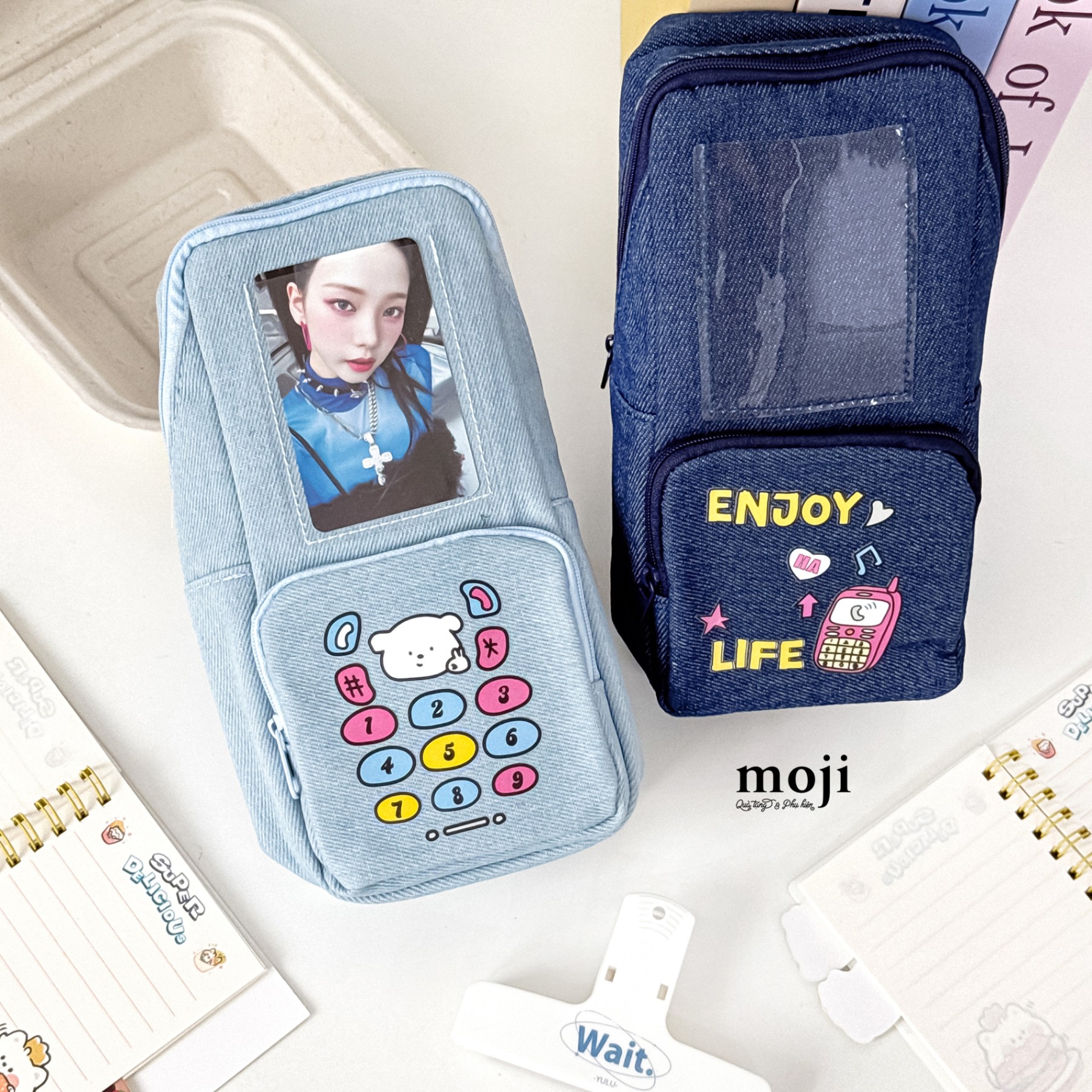Hộp bút MJ Baby bear phone enjoy life 7x10x22