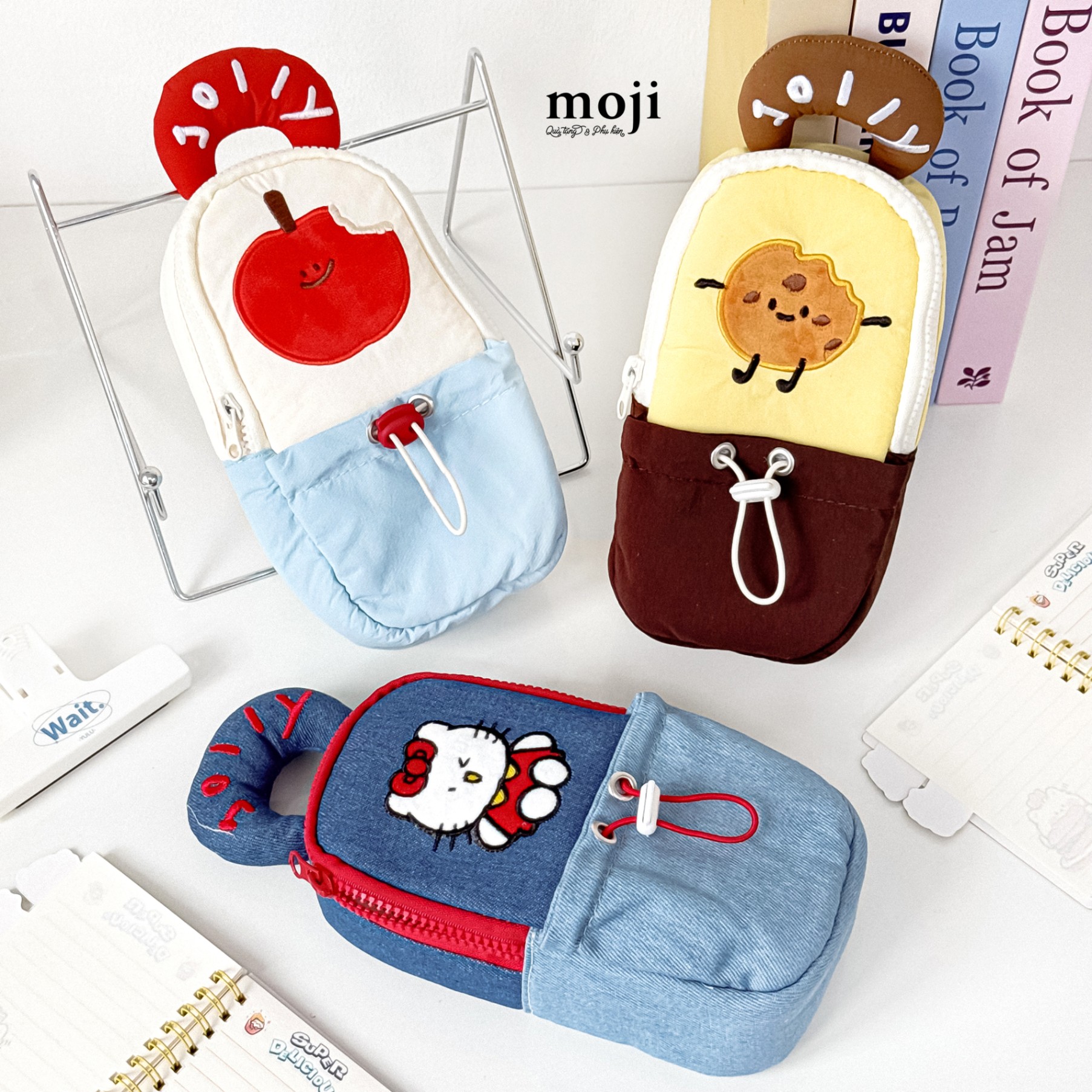 Hộp bút MJ Cute cat cookie fruit nền màu 7x13x22