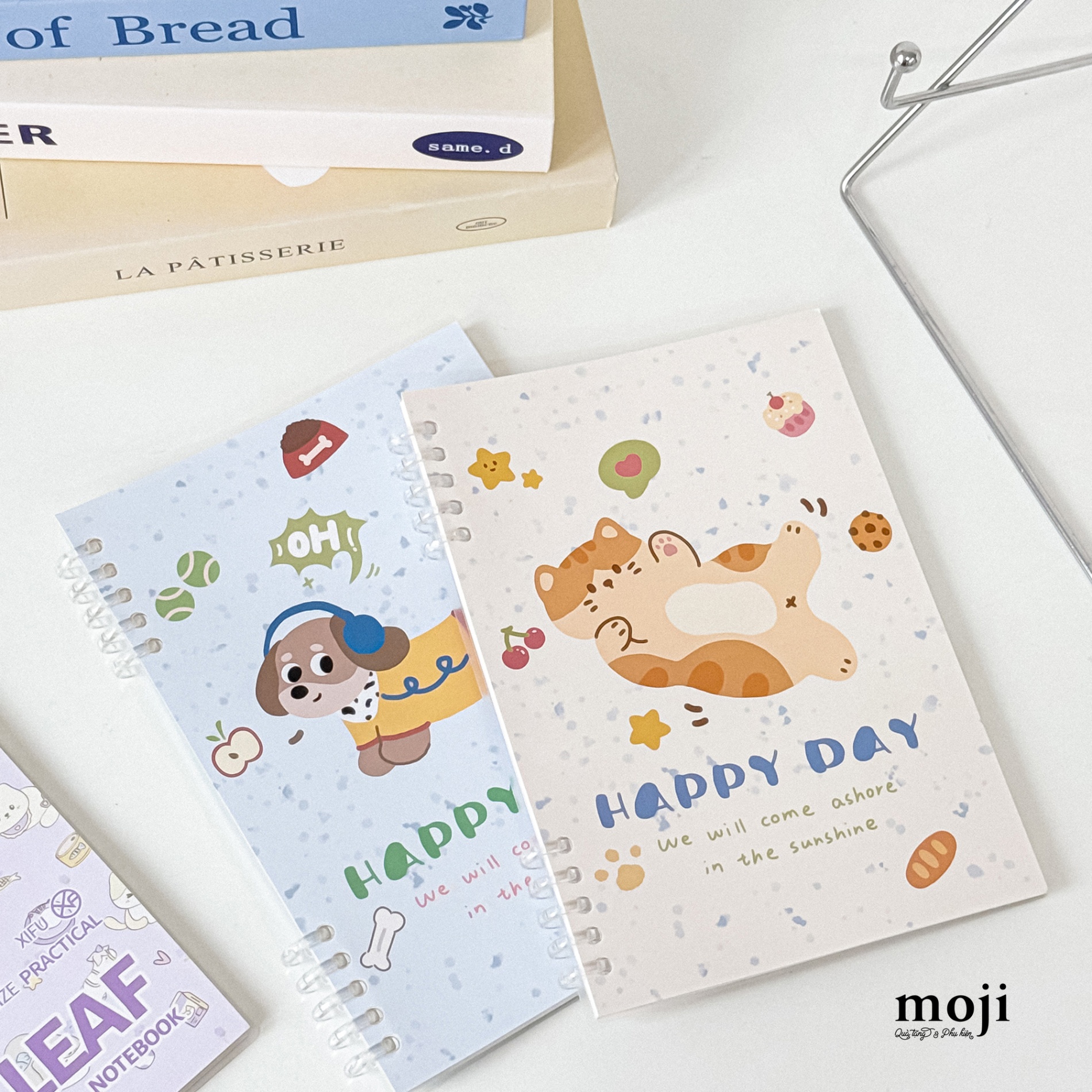 Sổ vở còng binder Cute cat dog happy day in the sunshine 14x20