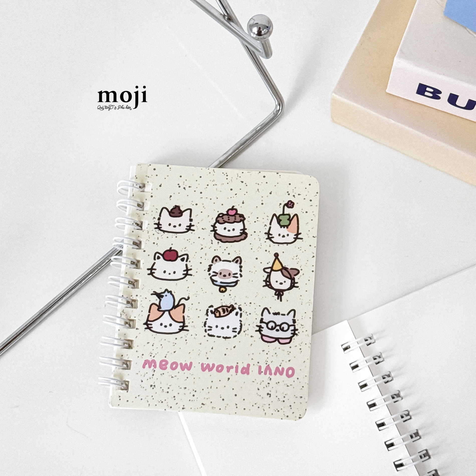 Sổ vở lò xo mini MJ Cute cat face meow world 8x10