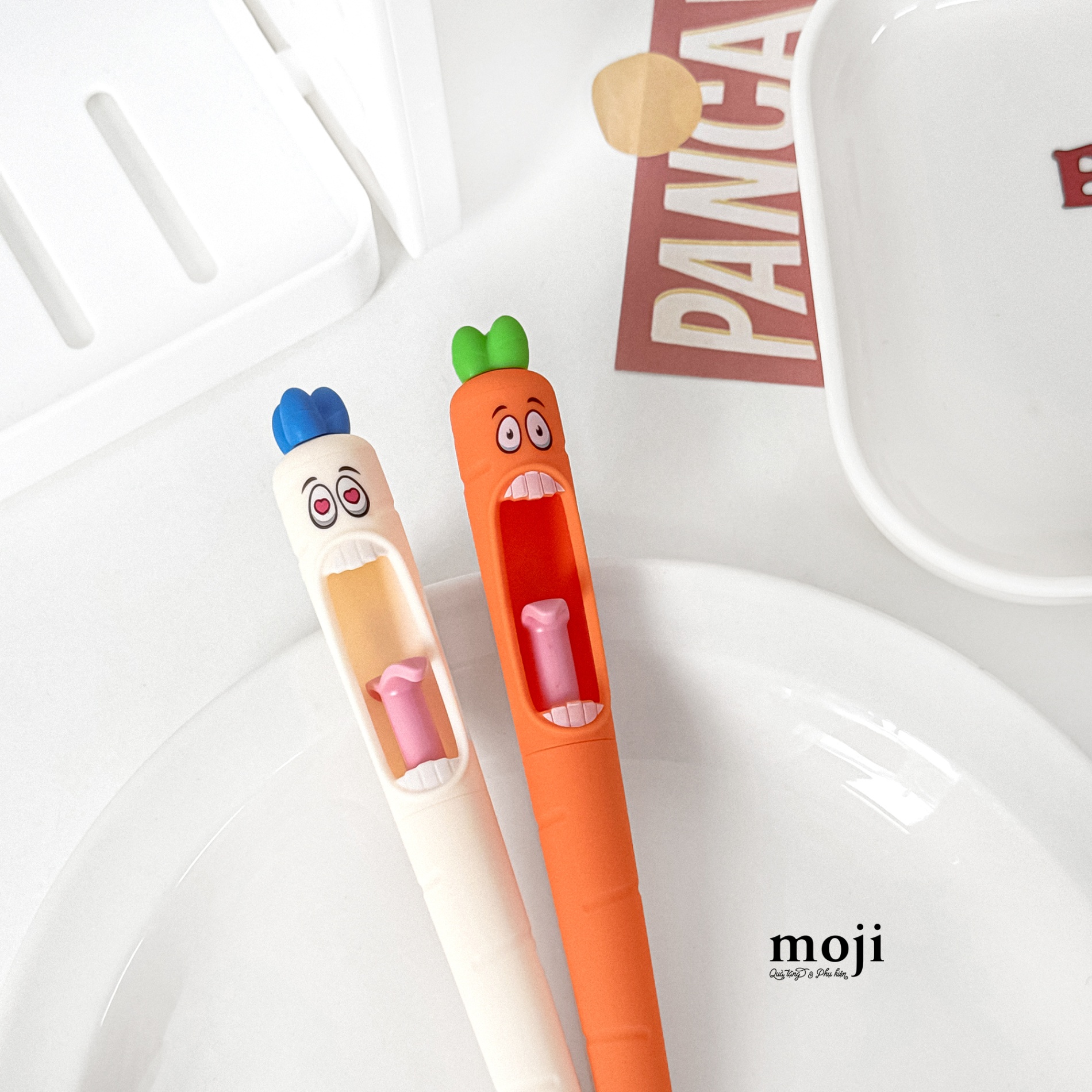 Bút gel bấm mực đen Carrot cà rốt củ cải biểu cảm
