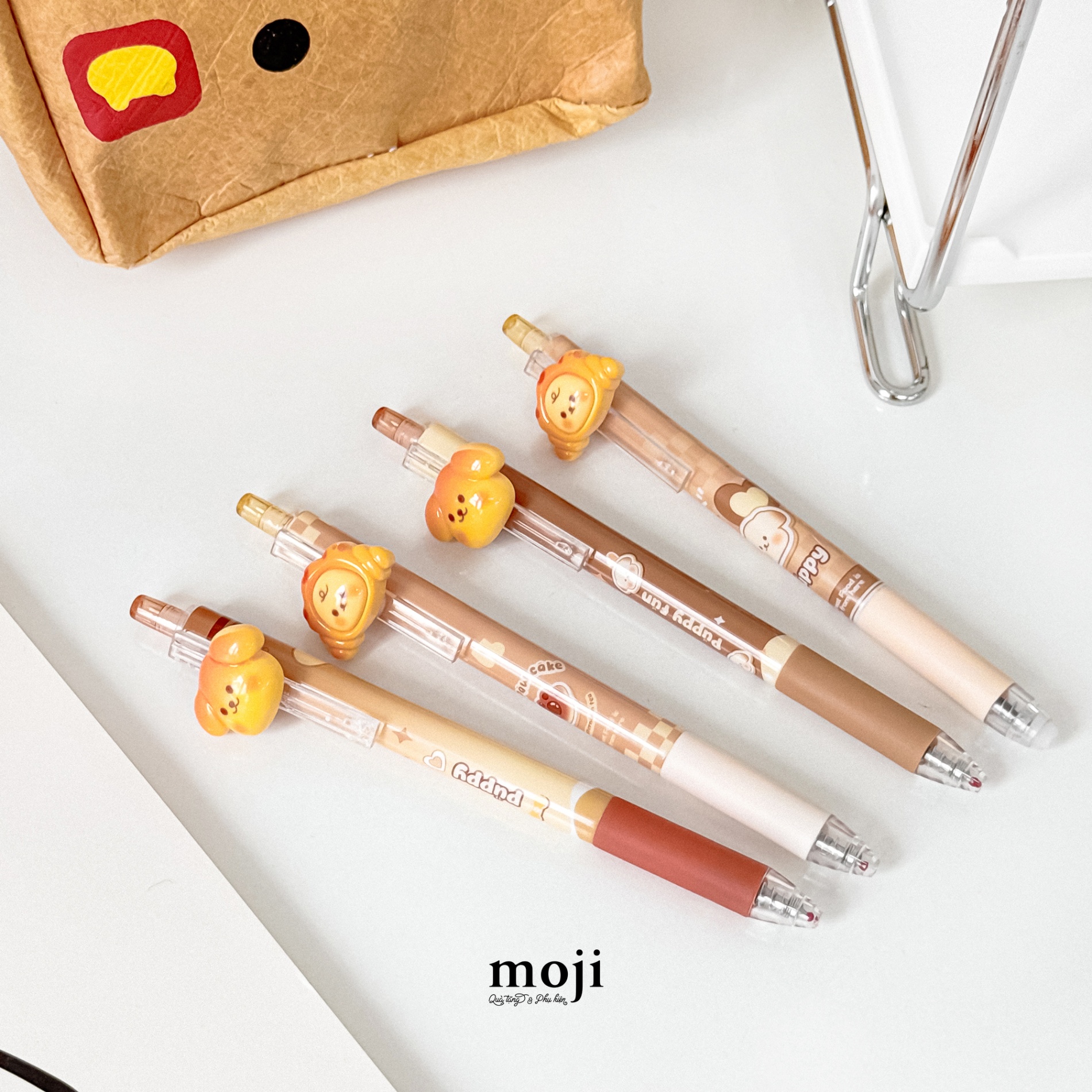 Bút gel bấm mực đen Cute animal baking cake