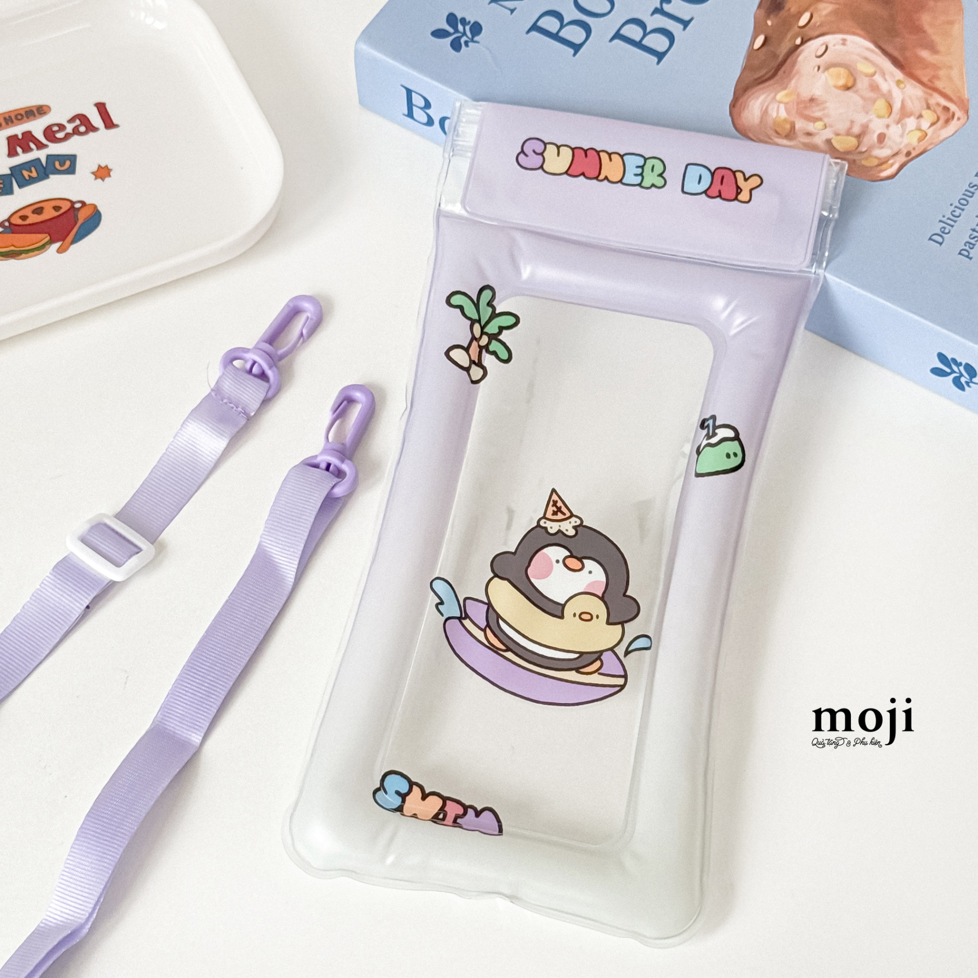 Túi chống nước điện thoại viền phao Penguin chim cánh cụt summer day