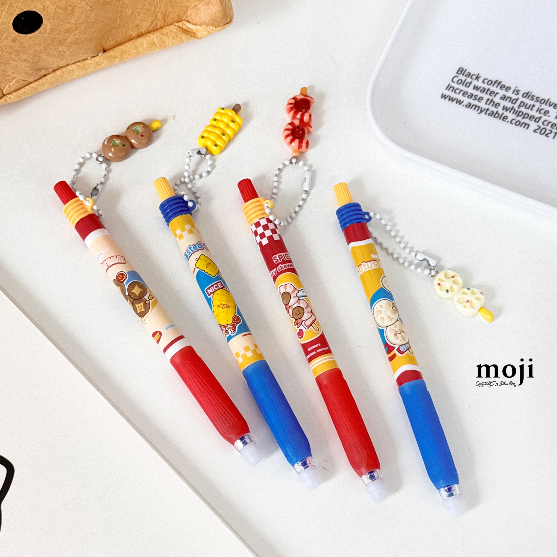 Bút gel bấm mực xanh xóa được Barbecue xiên nướng xiên bẩn