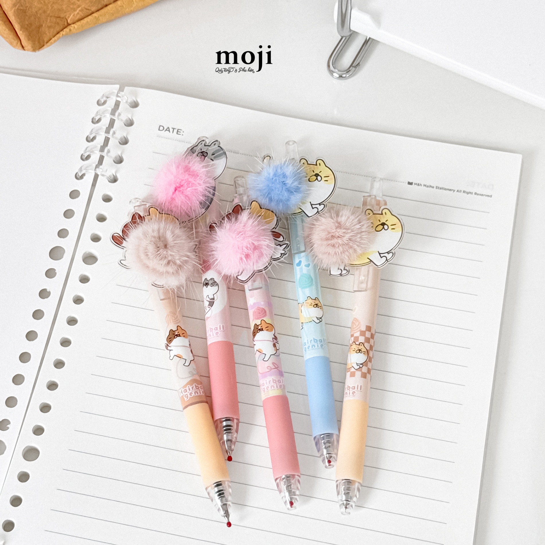 Bút gel bấm mực đen Cute cat mèo béo cục bông