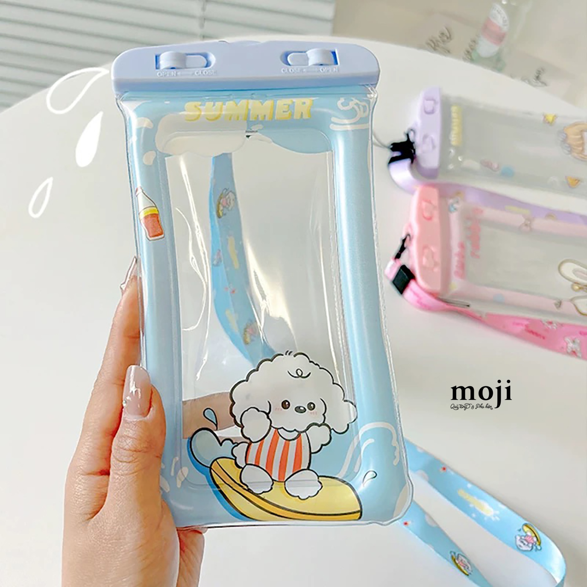 Túi chống nước điện thoại viền phao Cute dog surfing