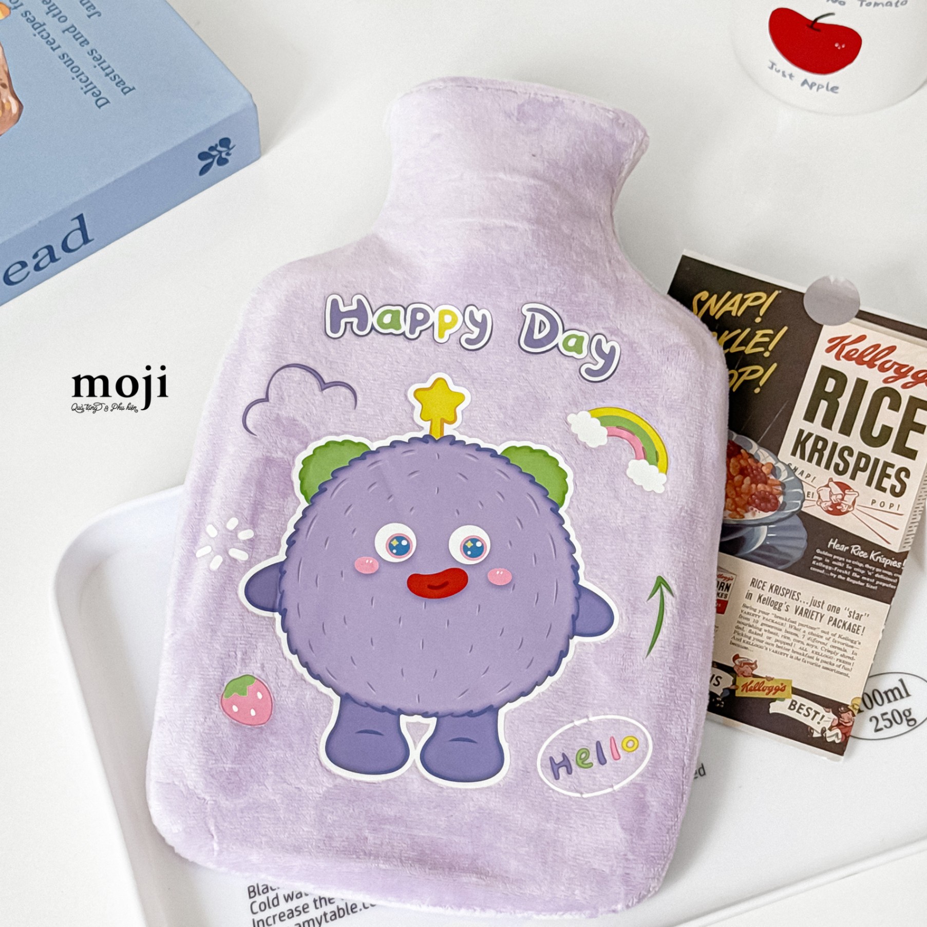 Túi chườm giữ nhiệt bọc vải Funny vibes monster môi dày happy day 16x27