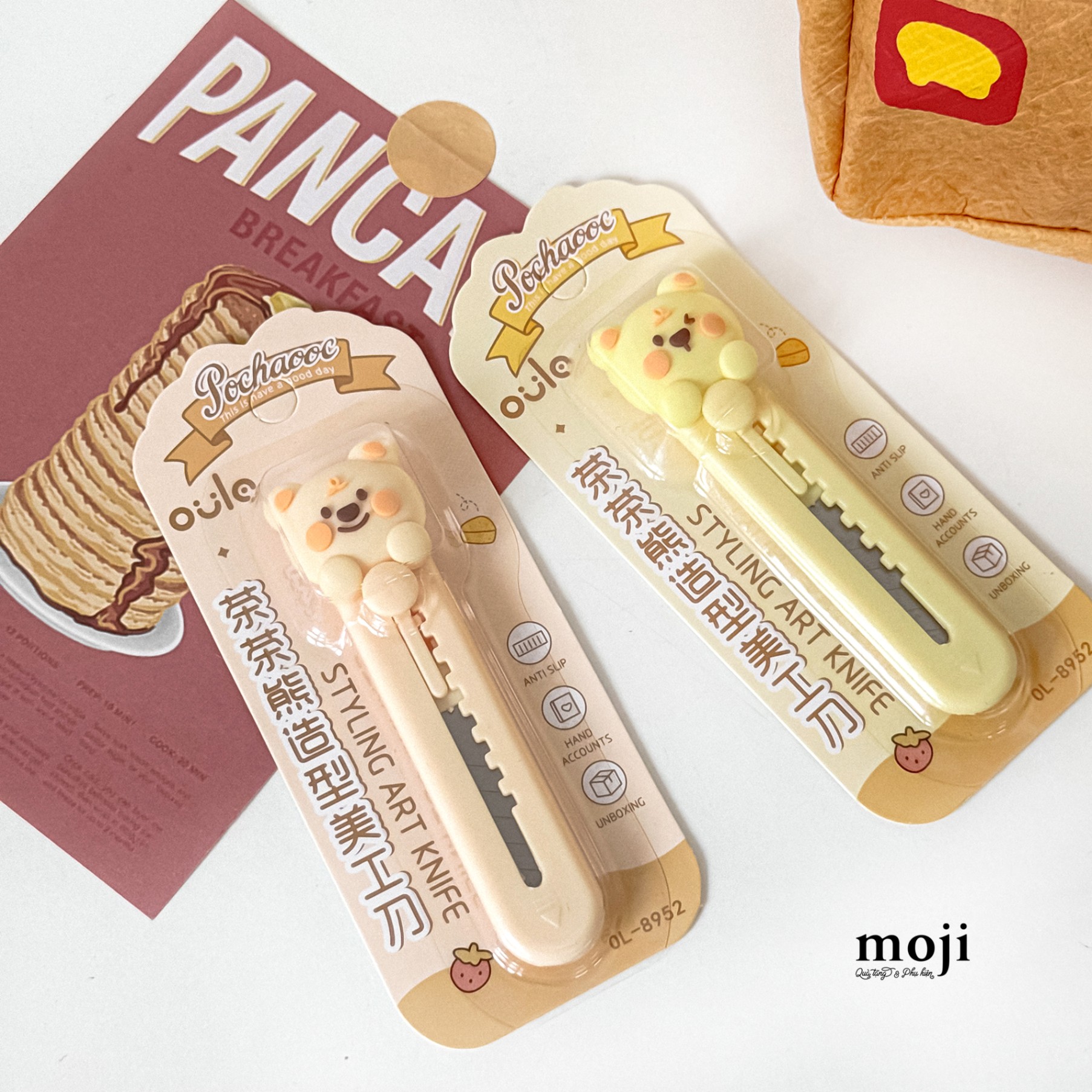 Dụng cụ rọc giấy mini Baby bear face happy má hồng