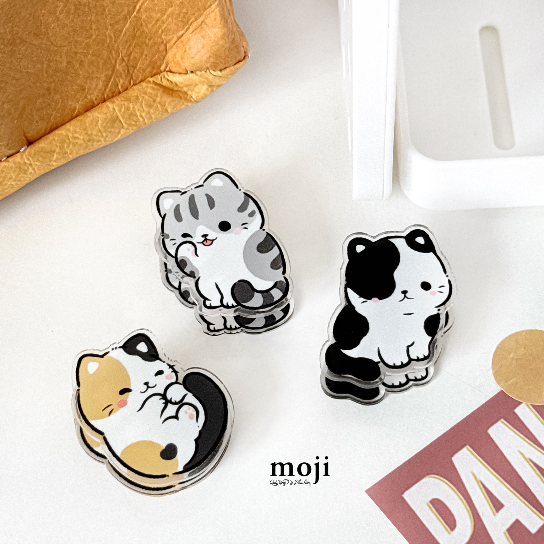 Kẹp tài liệu mini acrylic Happy cat vui vẻ