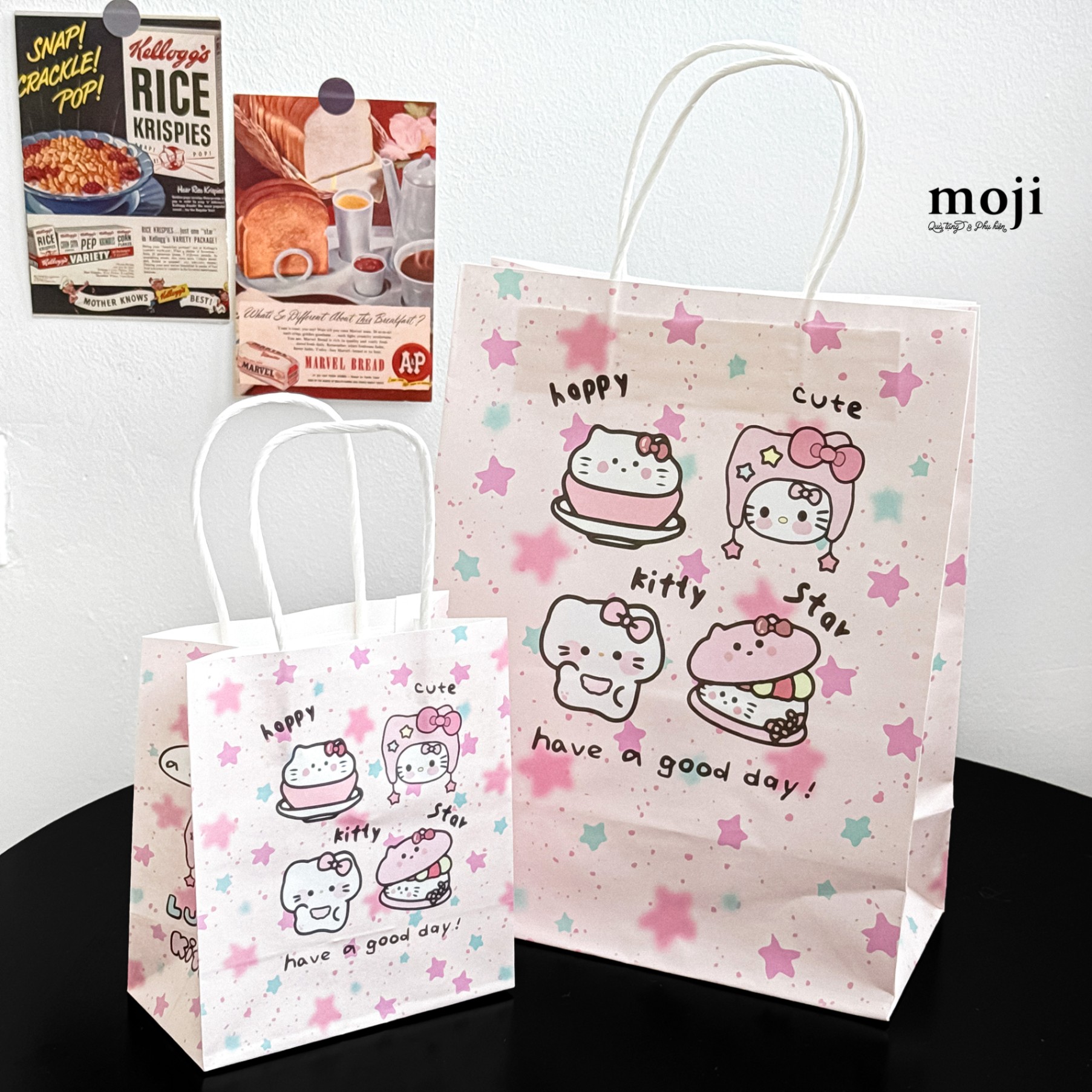 Bao túi quà Sanrio family Hello Kitty star have a good day 8x13x15