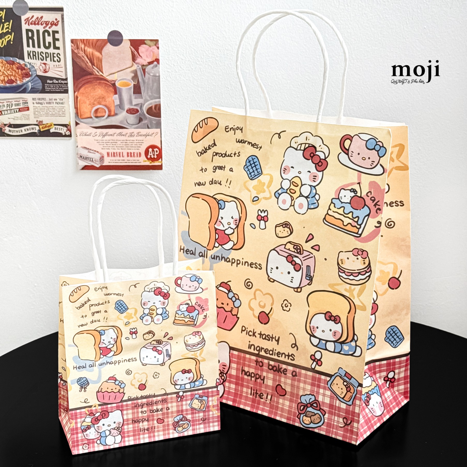 Bao túi quà Sanrio family Hello Kitty heal all unhappiness 11x21x27