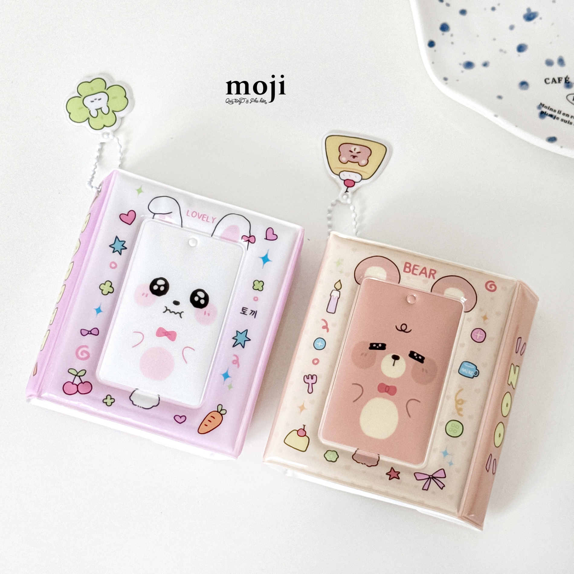 Album ảnh đựng card Square baby bear rabbit zoo tai gấu thỏ cúc bấm 9x10