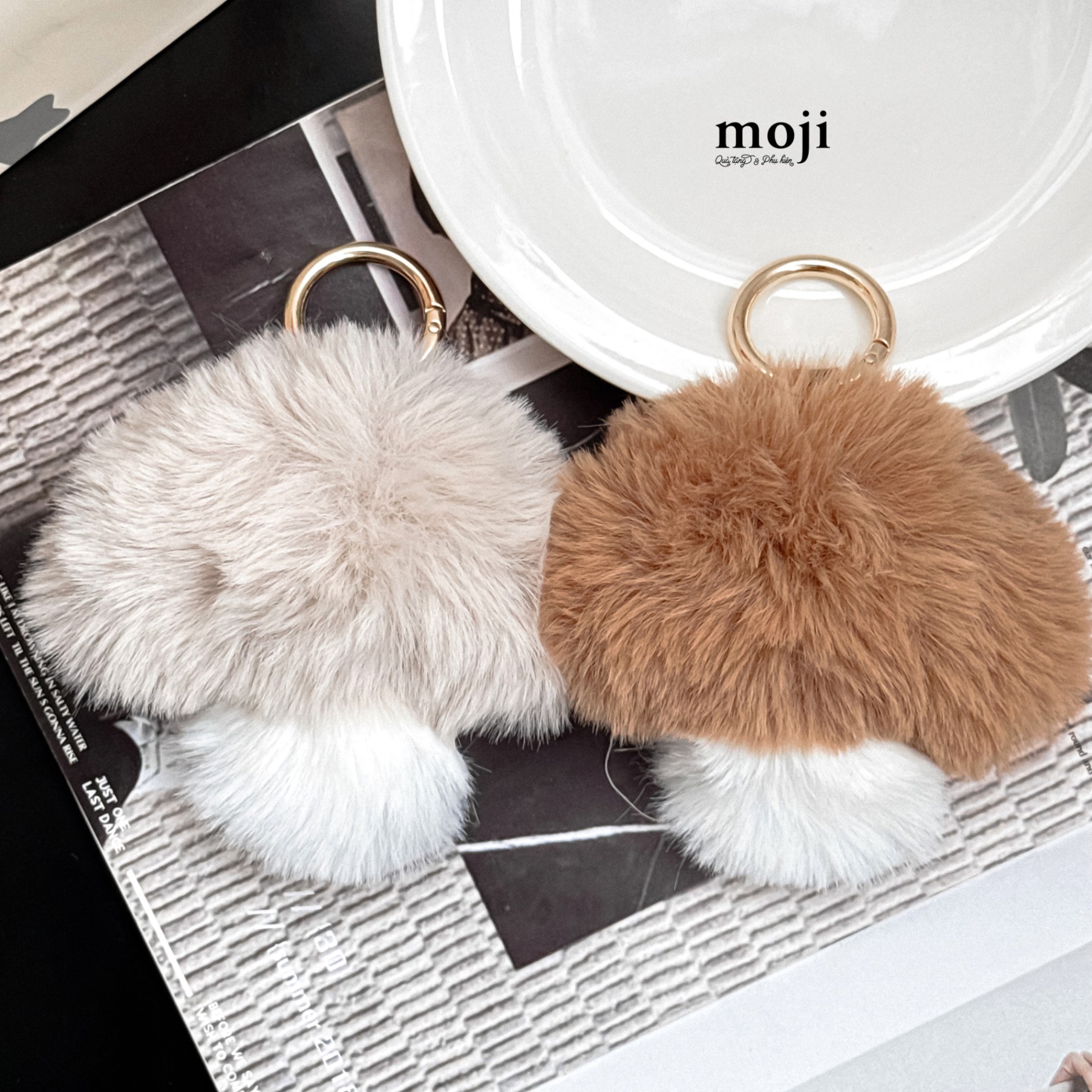 Móc khóa cục bông Mushroom cây nấm