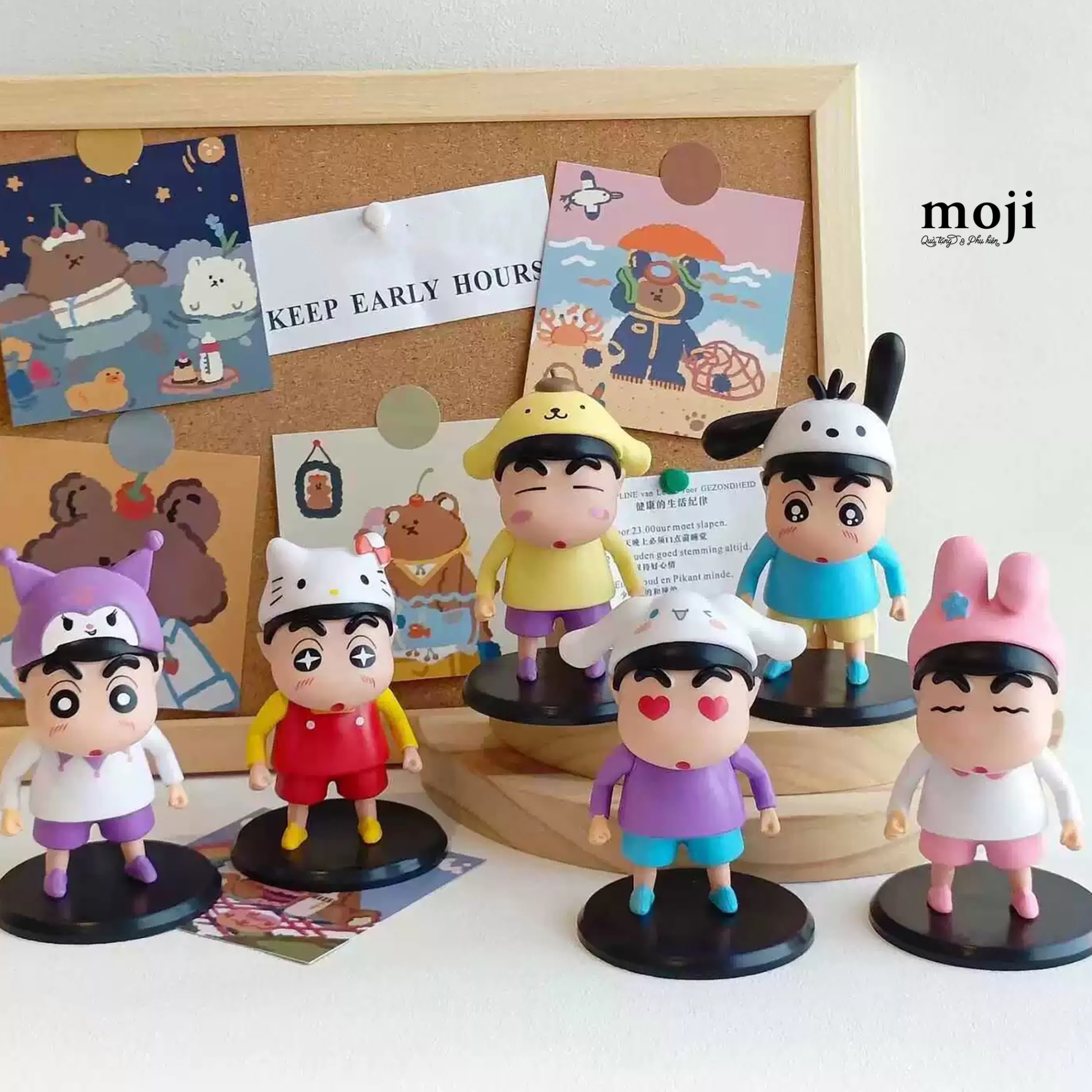 Tượng trưng bày trang trí Shinchan cosplay Sanrio family đứng 4x9