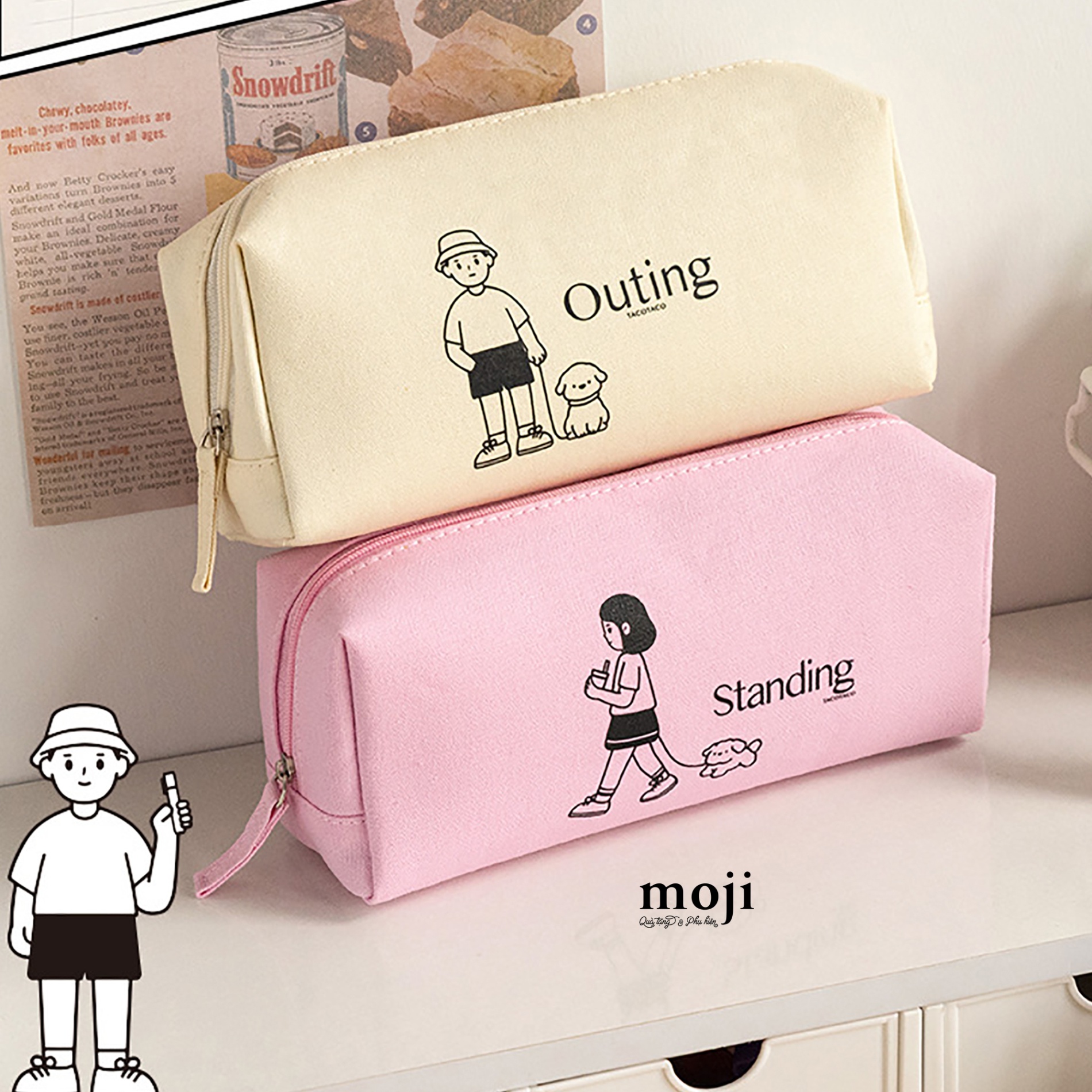 Hộp bút lớn TACOTACO little boy girl animal outing standing 6x9x21