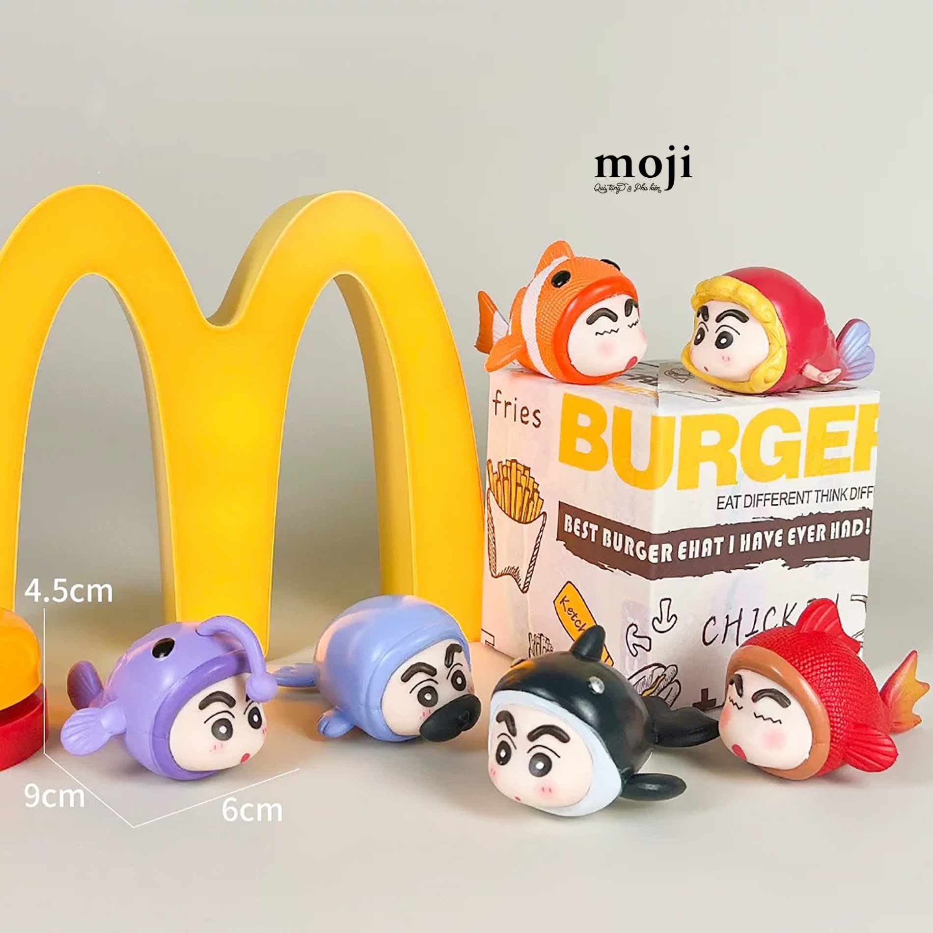 Tượng trưng bày trang trí Shinchan cosplay fish 4x9